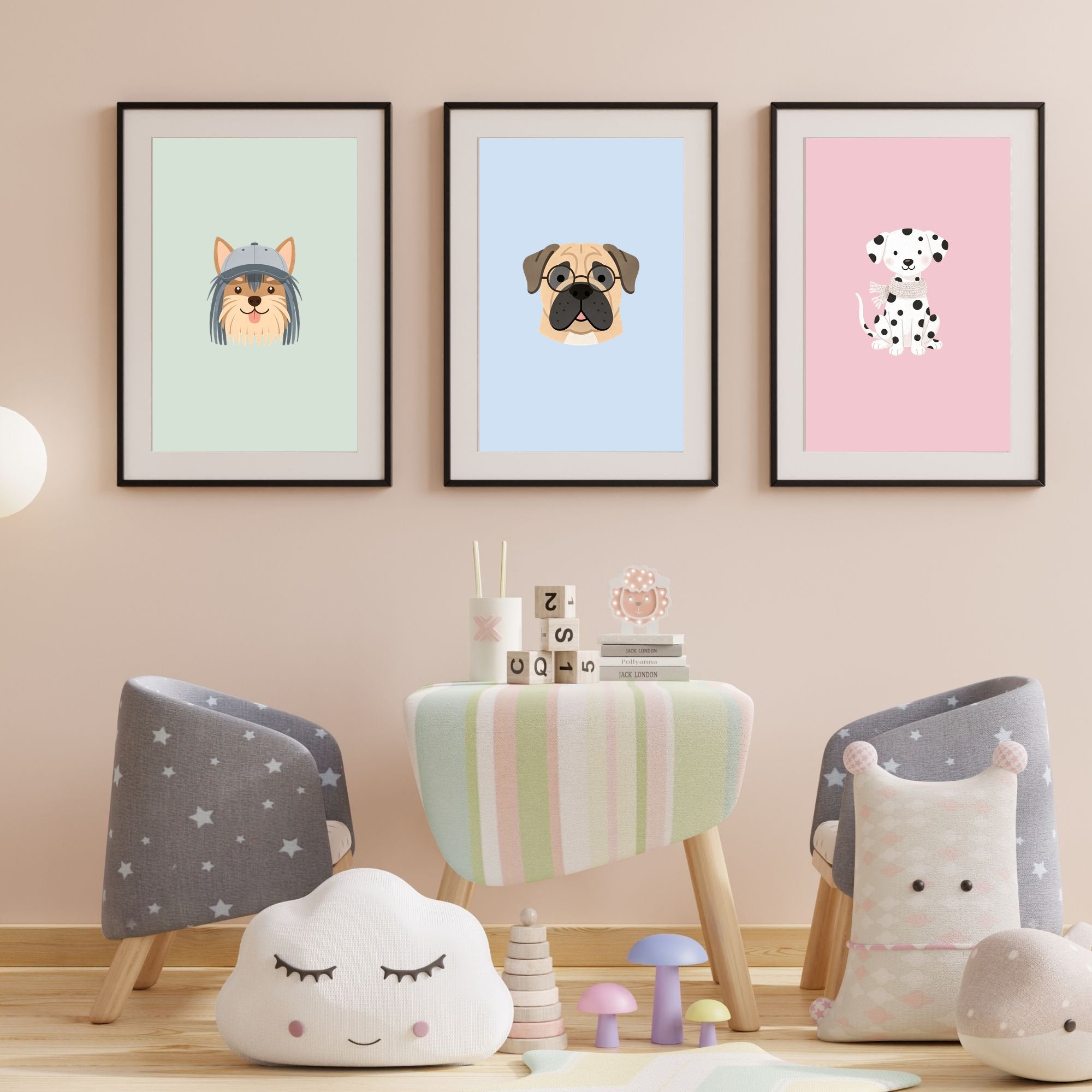 Scandinavian Nursery Dog Art Collection — 134 Breeds, 5 Colours, 6 Print Sizes | Digital Download