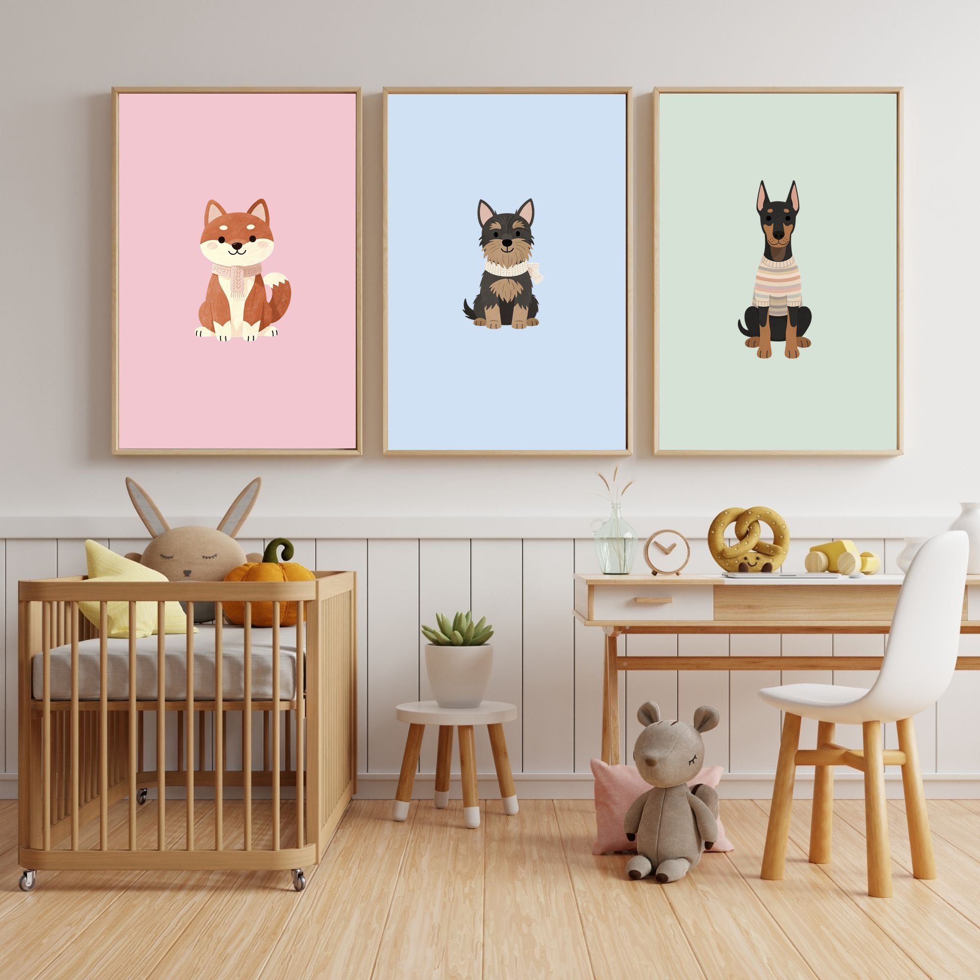 Scandinavian Nursery Dog Art Collection — 134 Breeds, 5 Colours, 6 Print Sizes | Digital Download