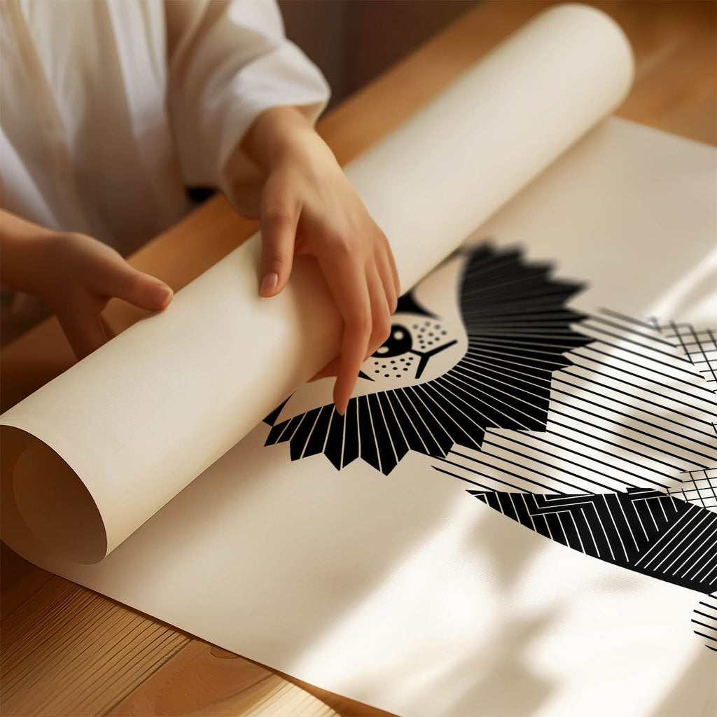 Schipperke Geometric Line Art Print - Framed Mockup
