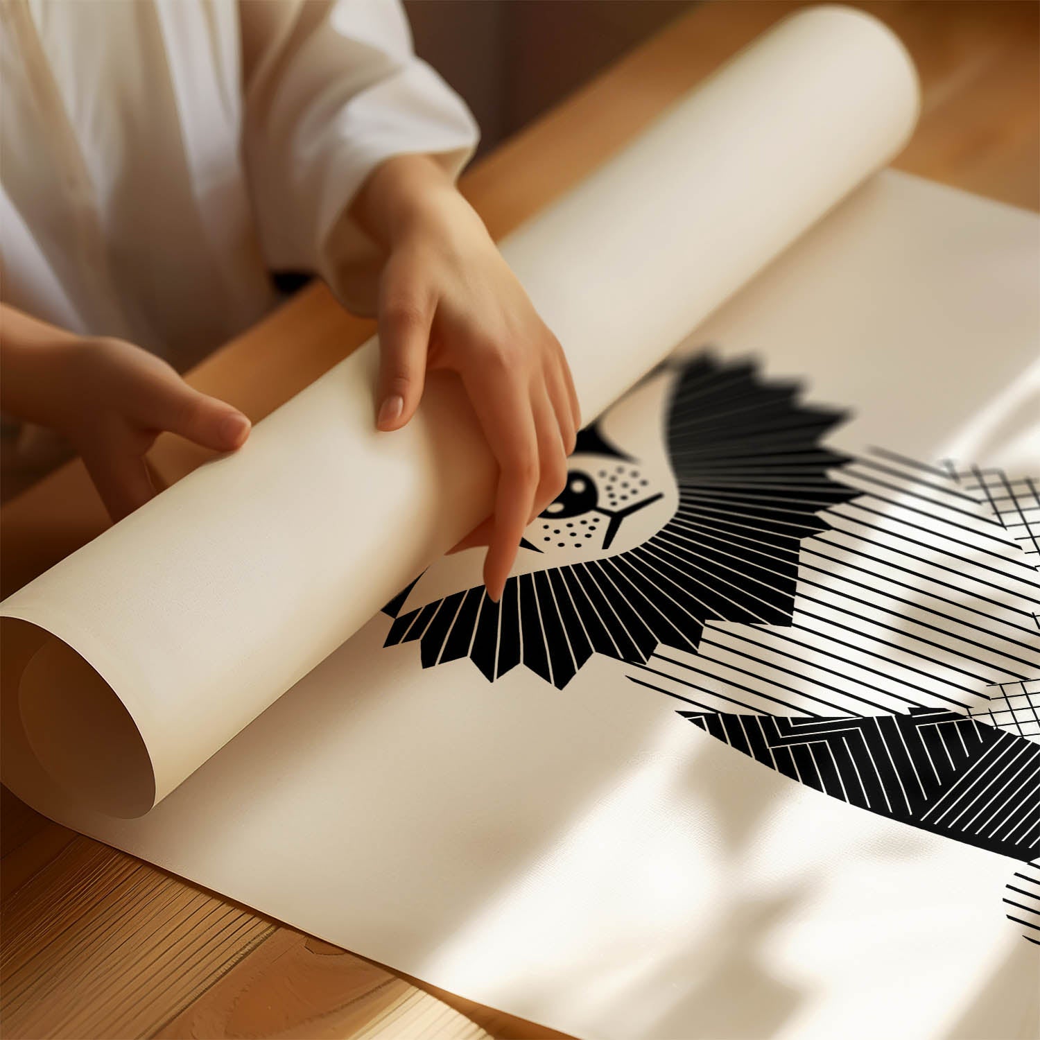 Schipperke Geometric Line Art Print - Framed Mockup