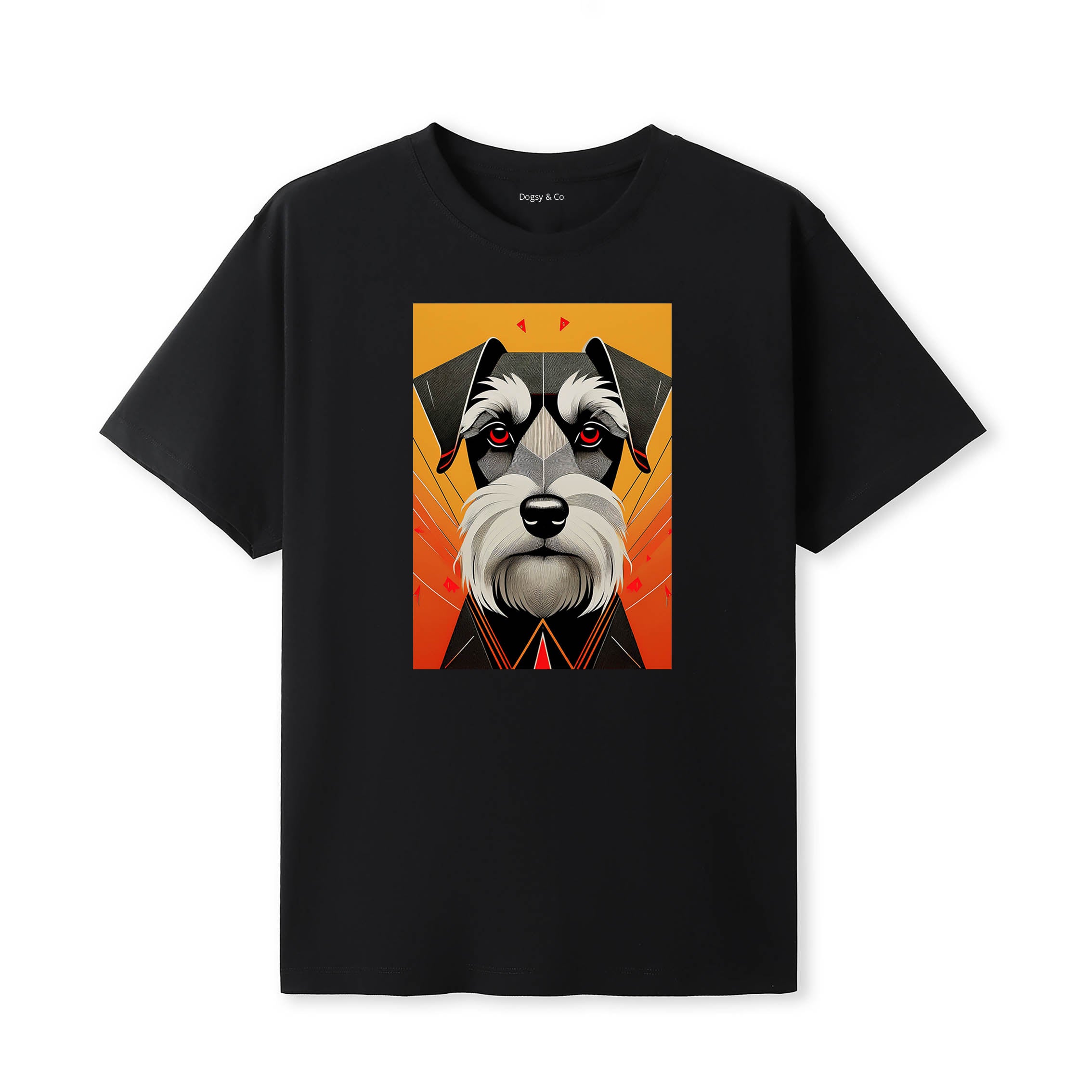 Schnauzer Retro Geo Orange Dog T-Shirt | Dogsy & Co