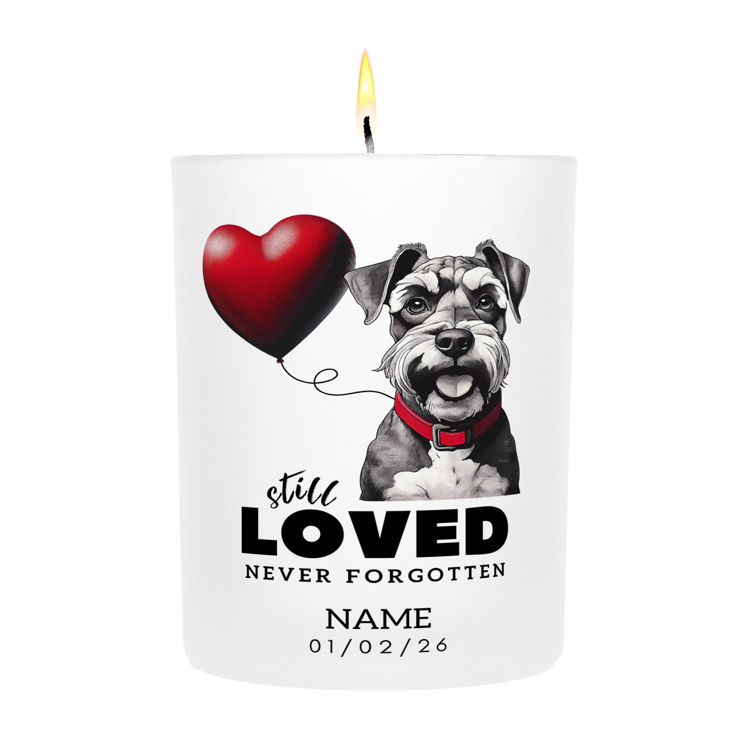 Schnauzer No Leash No Limits Just Love Custom Candle