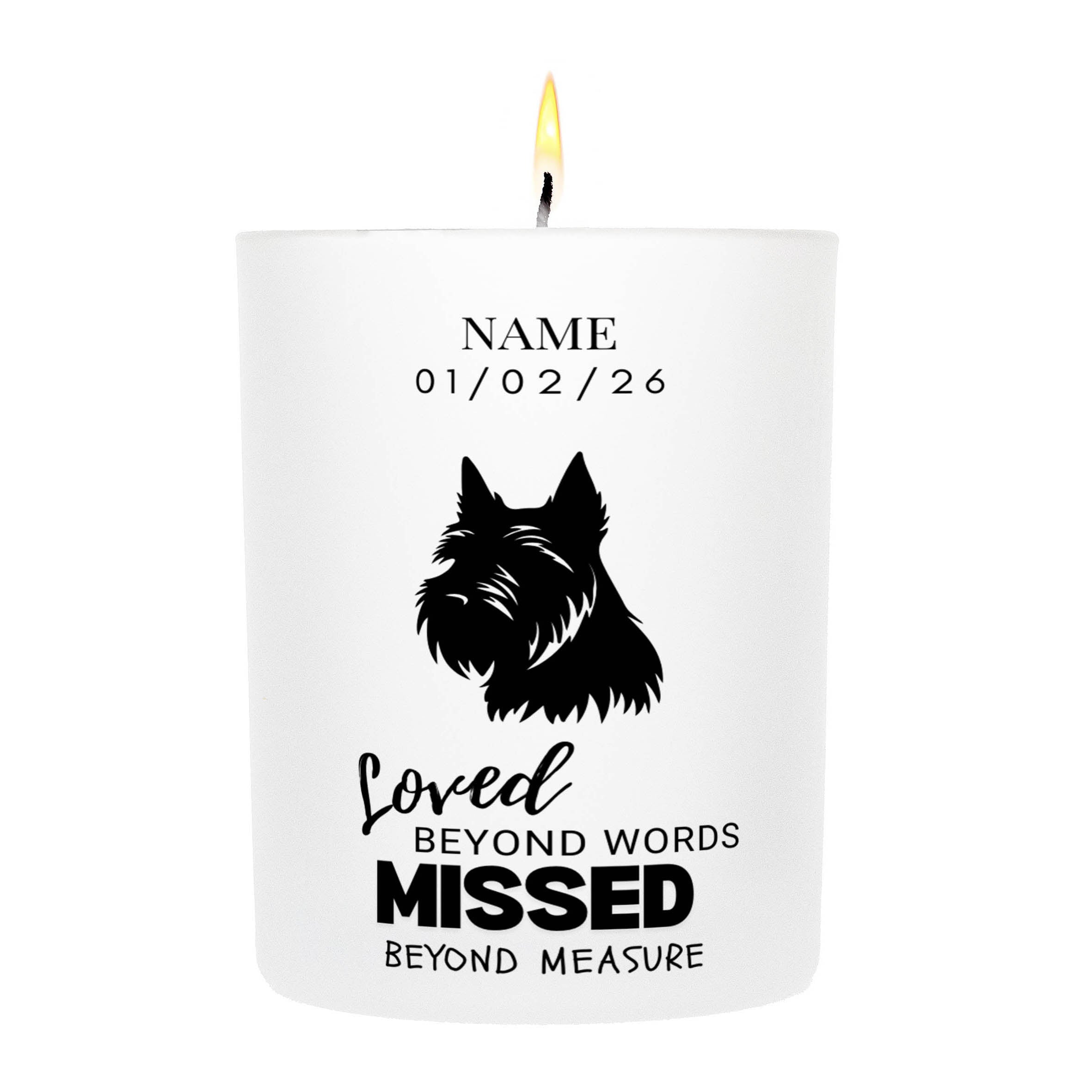 Scottish Terrier – Loved Beyond Words, Missed Beyond Measure Custom Candle