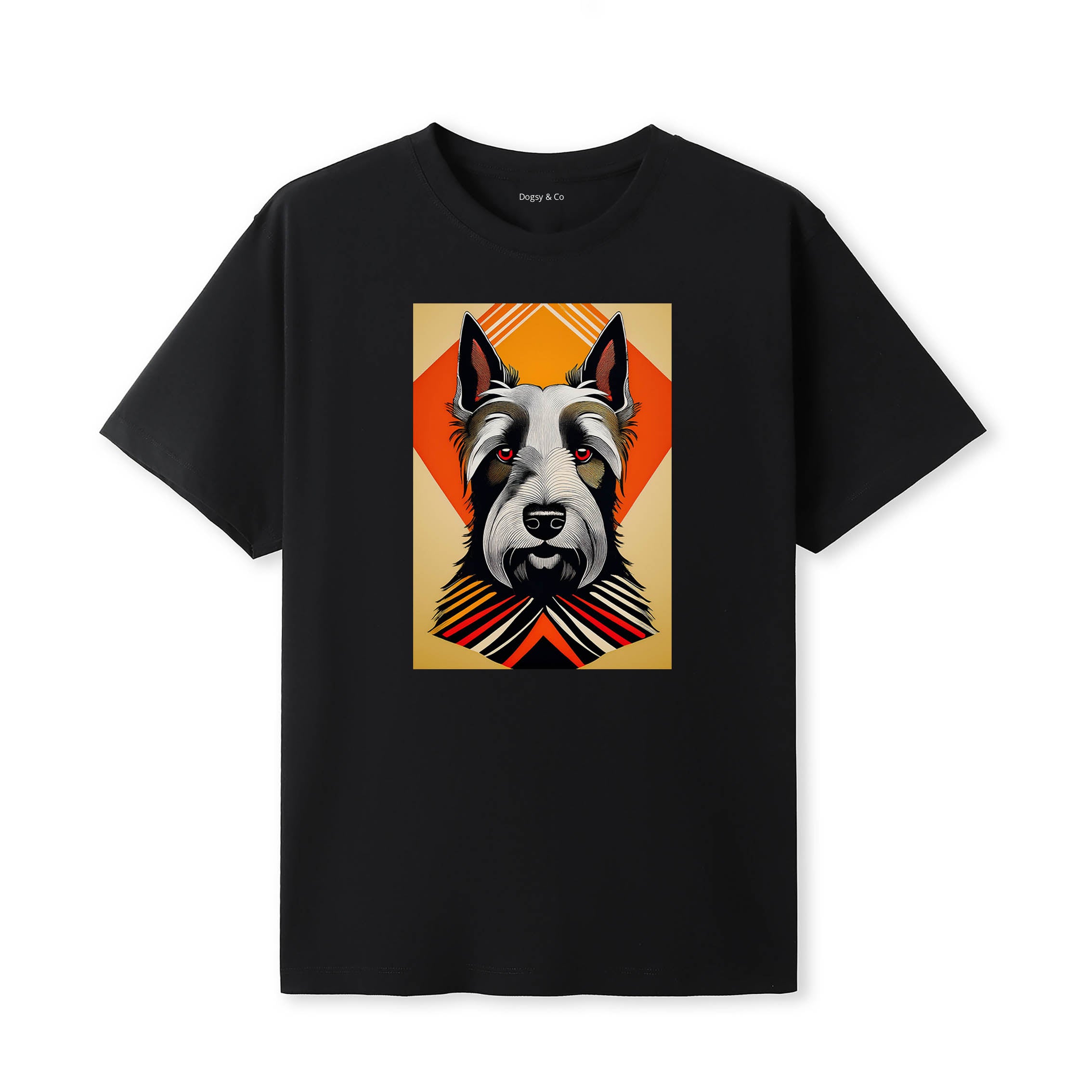 Scottish Terrier Retro Geo Orange Dog T-Shirt | Dogsy & Co