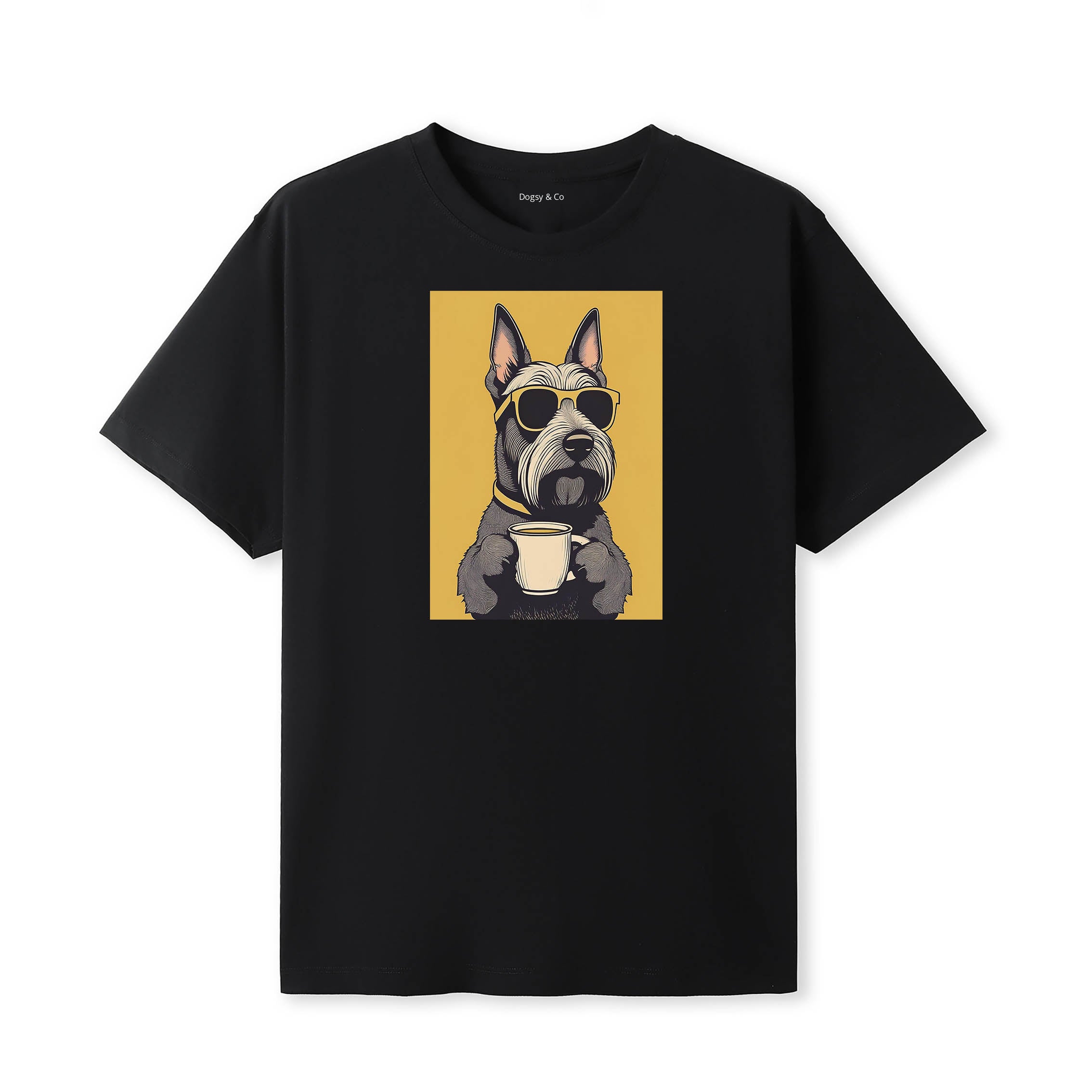 Scottish Terrier Coffee Dog T-Shirt Black