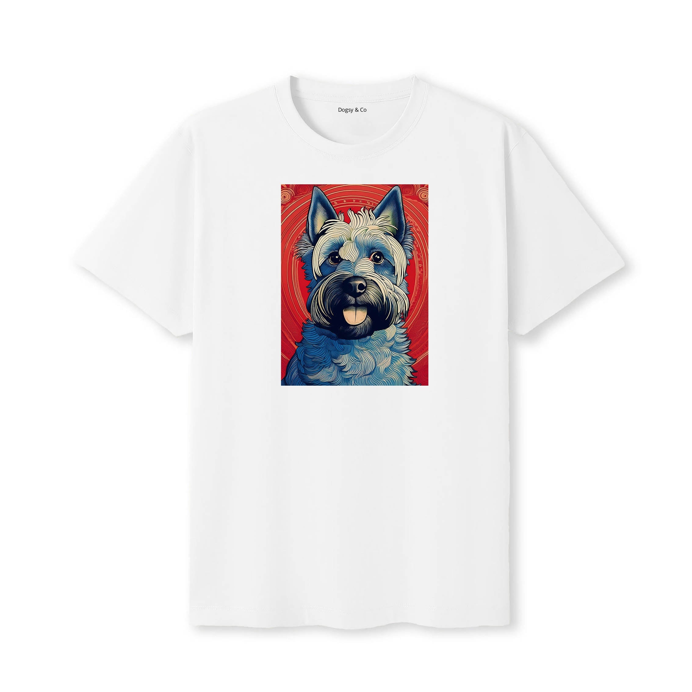 Scottish Terrier Hokusai Dog Portrait T-Shirt White