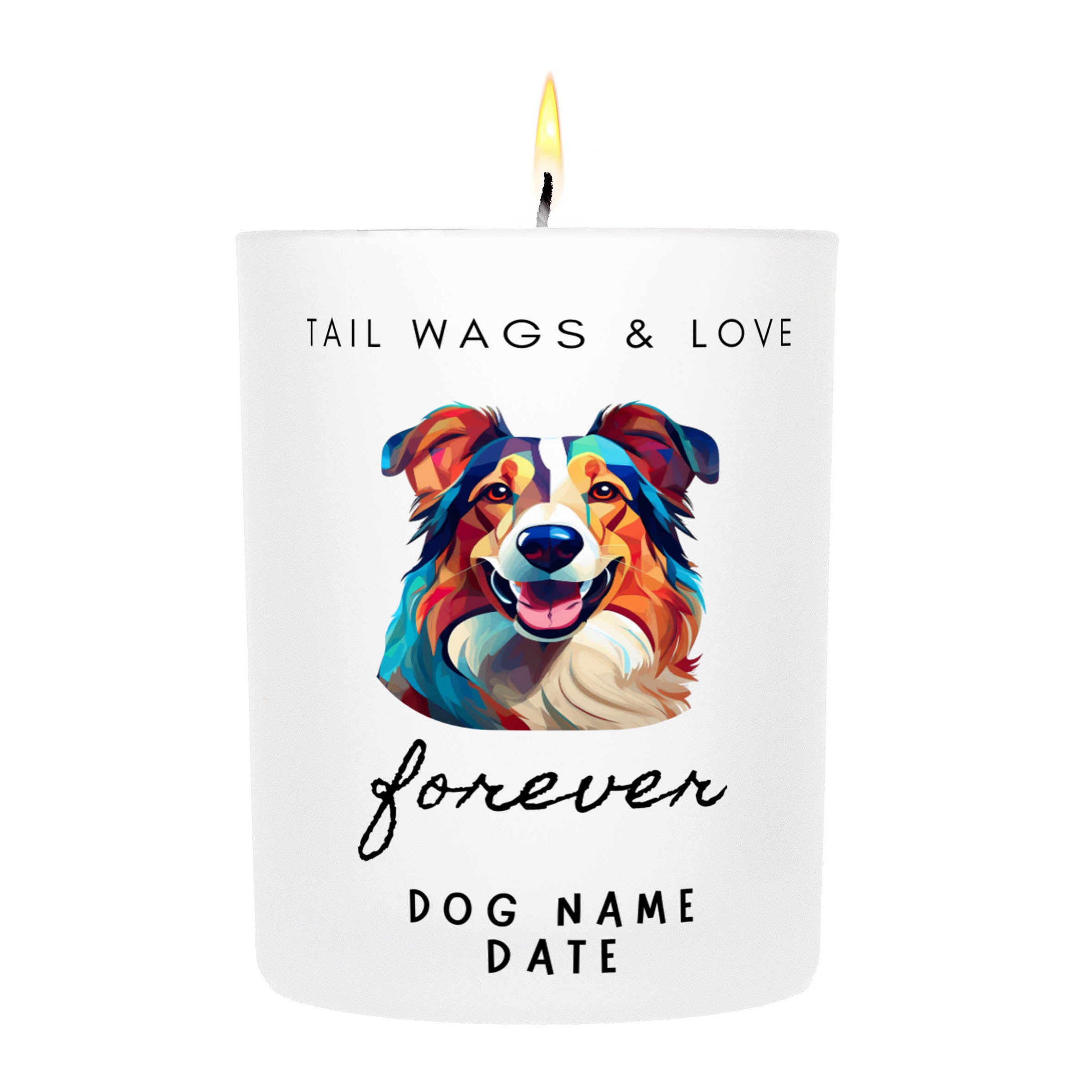 SHETLAND SHEEPDOG   Tail Wags & Love Custom Candle