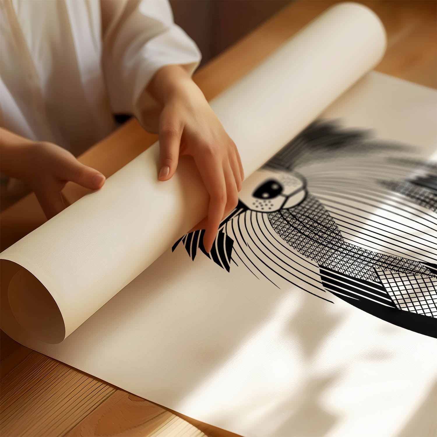 Shetland Sheepdog Geometric Line Art Print - Framed Mockup