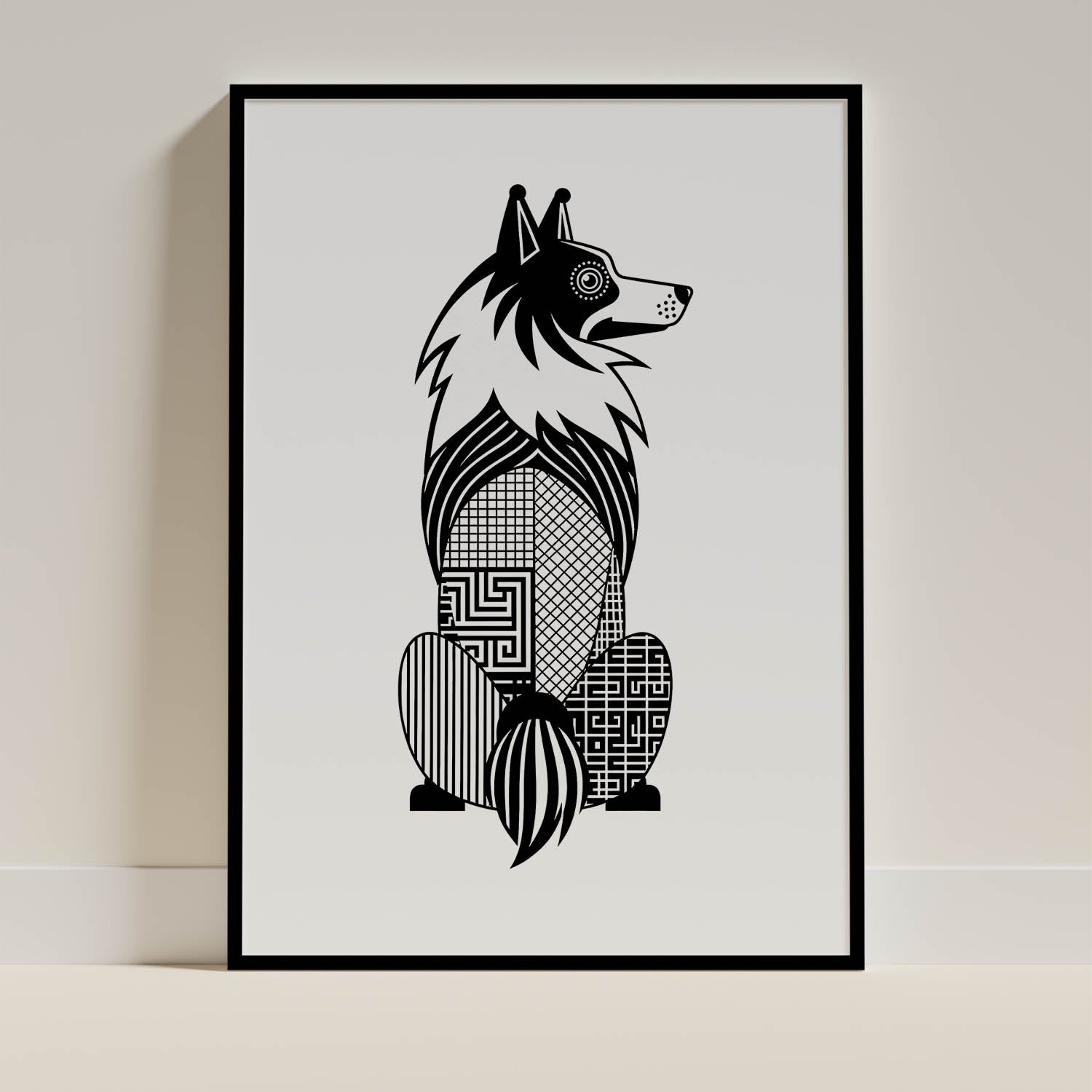 Shetland Sheepdog Geometric Line Art mockup