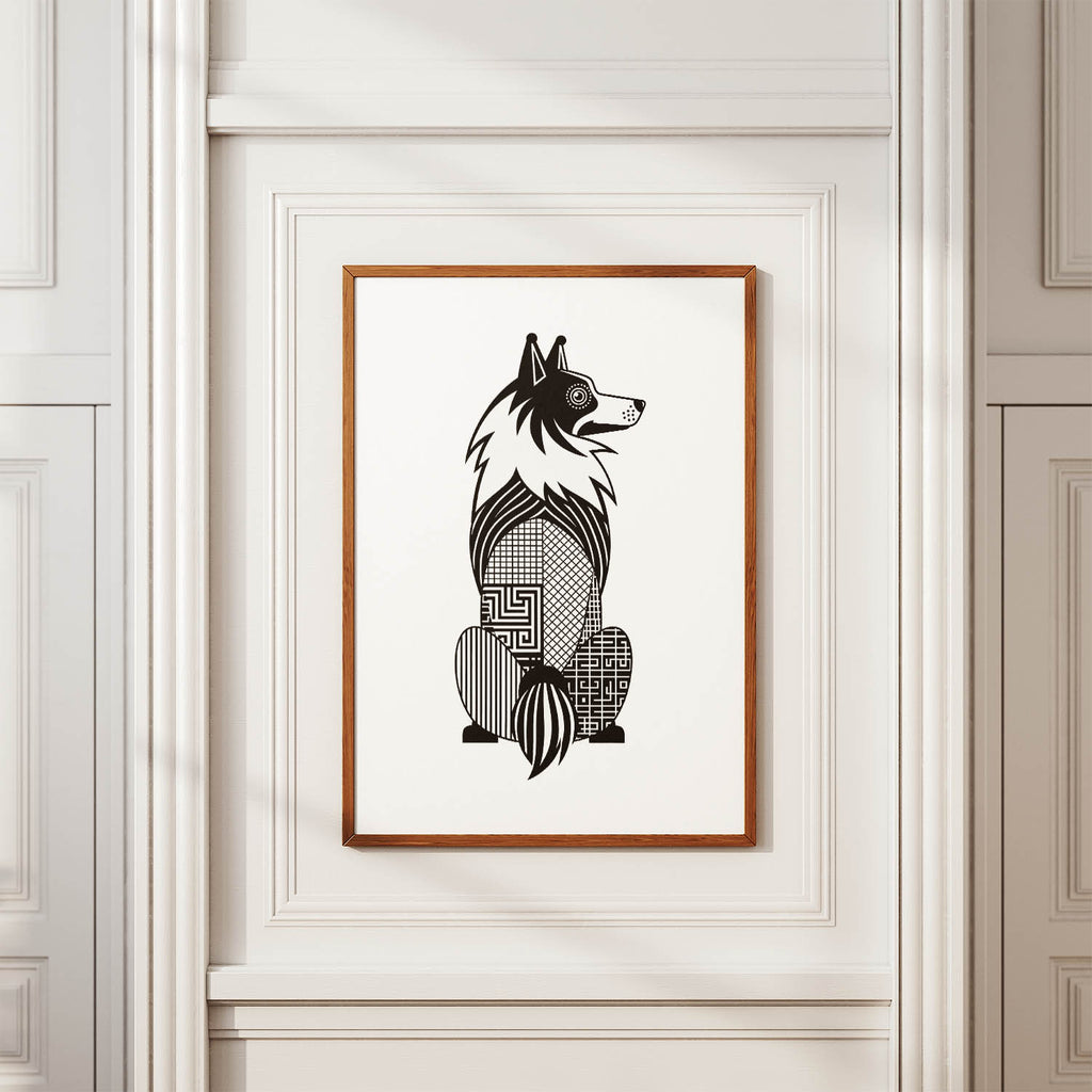 Shetland Sheepdog Geometric Line Art mockup