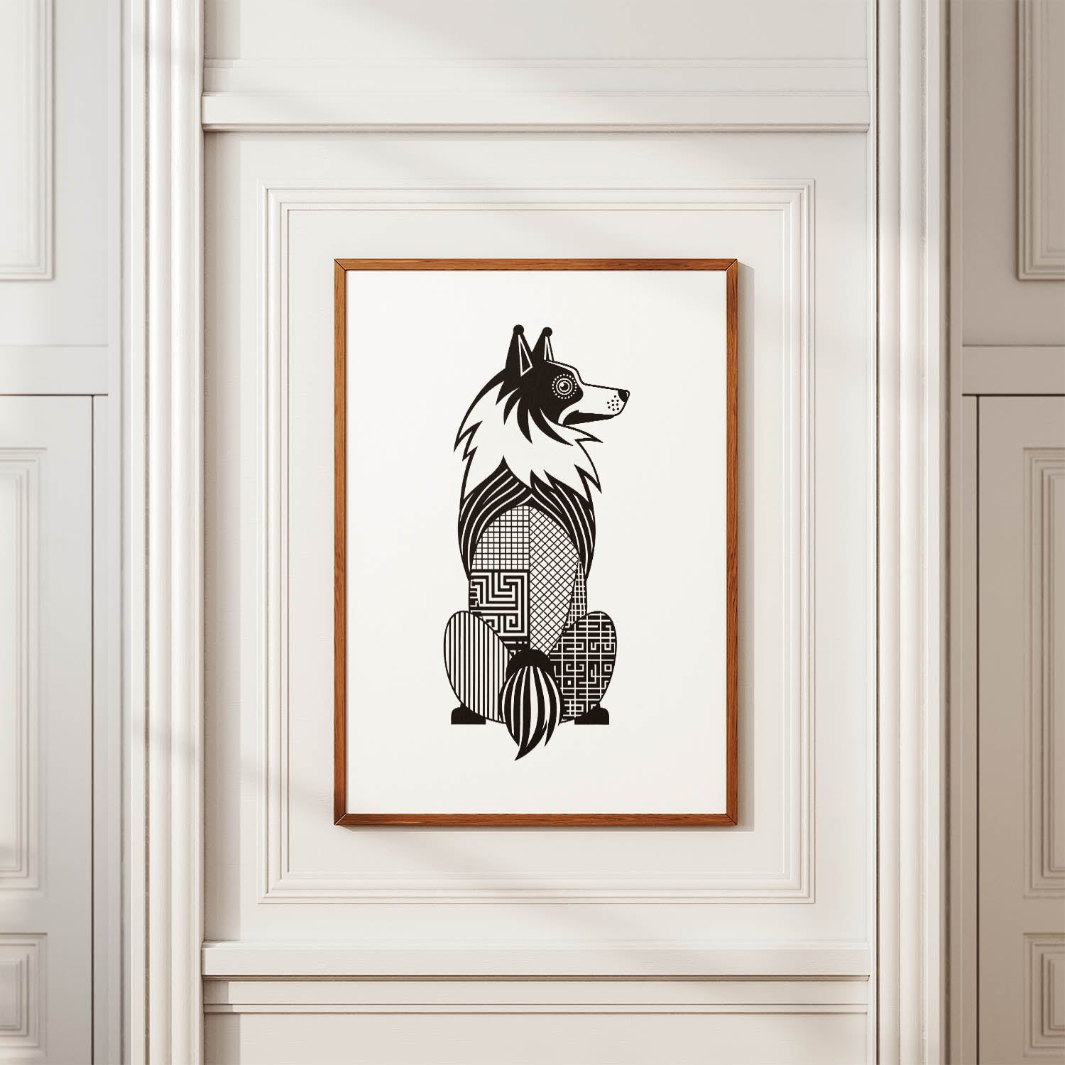 Shetland Sheepdog Geometric Line Art mockup
