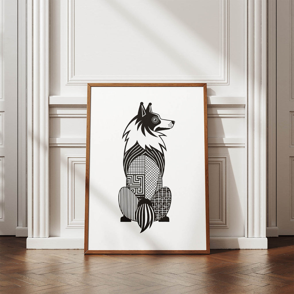 Shetland Sheepdog Geometric Line Art mockup