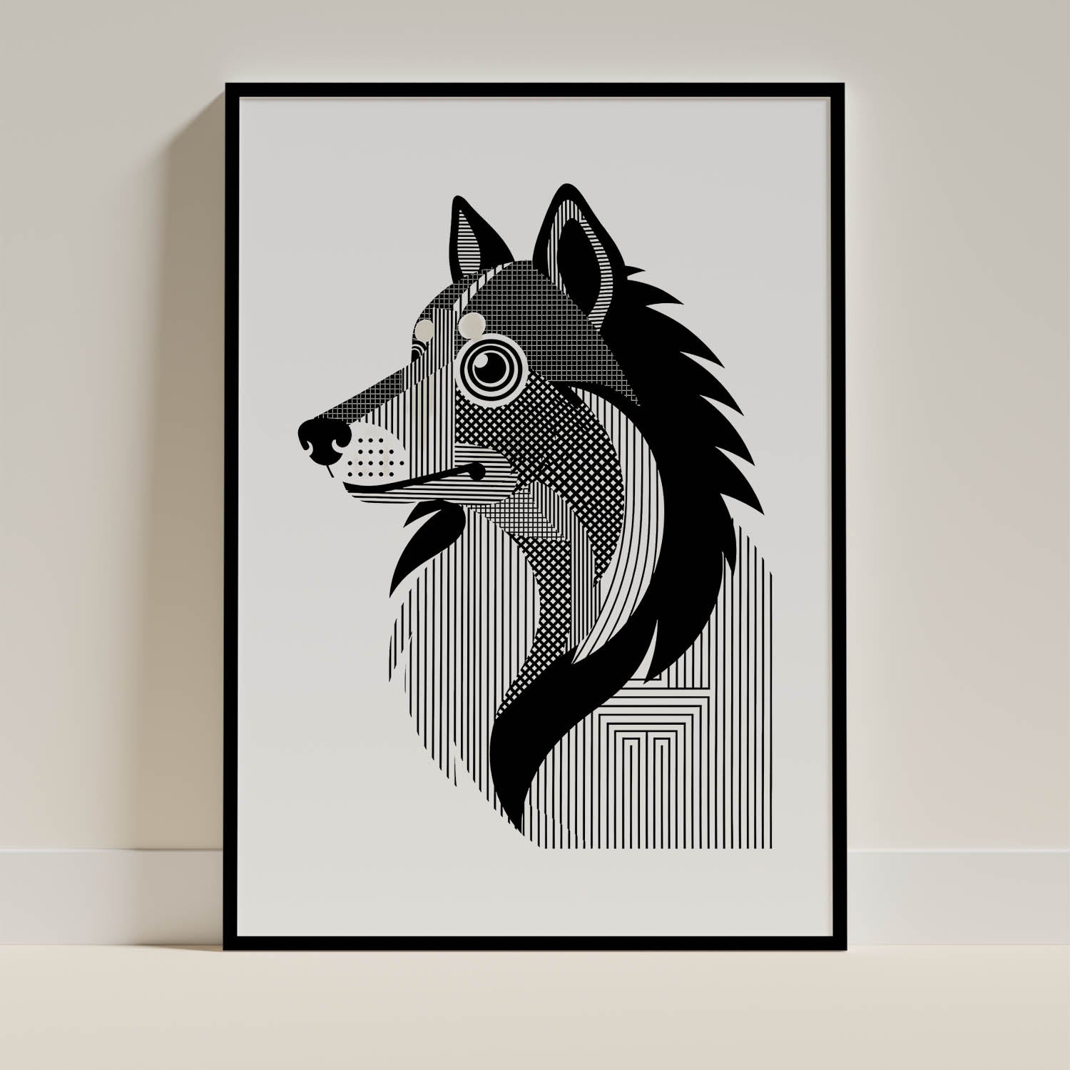 Shetland Sheepdog Geometric Line Art mockup