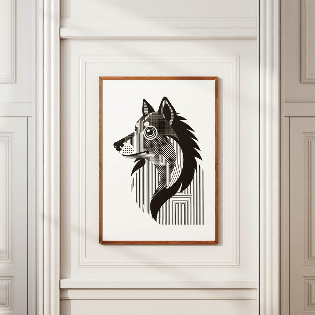 Shetland Sheepdog Geometric Line Art mockup