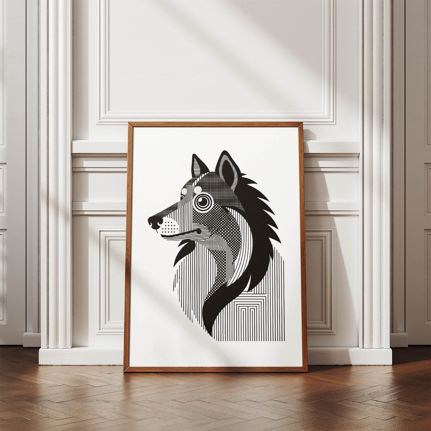 Shetland Sheepdog Geometric Line Art mockup