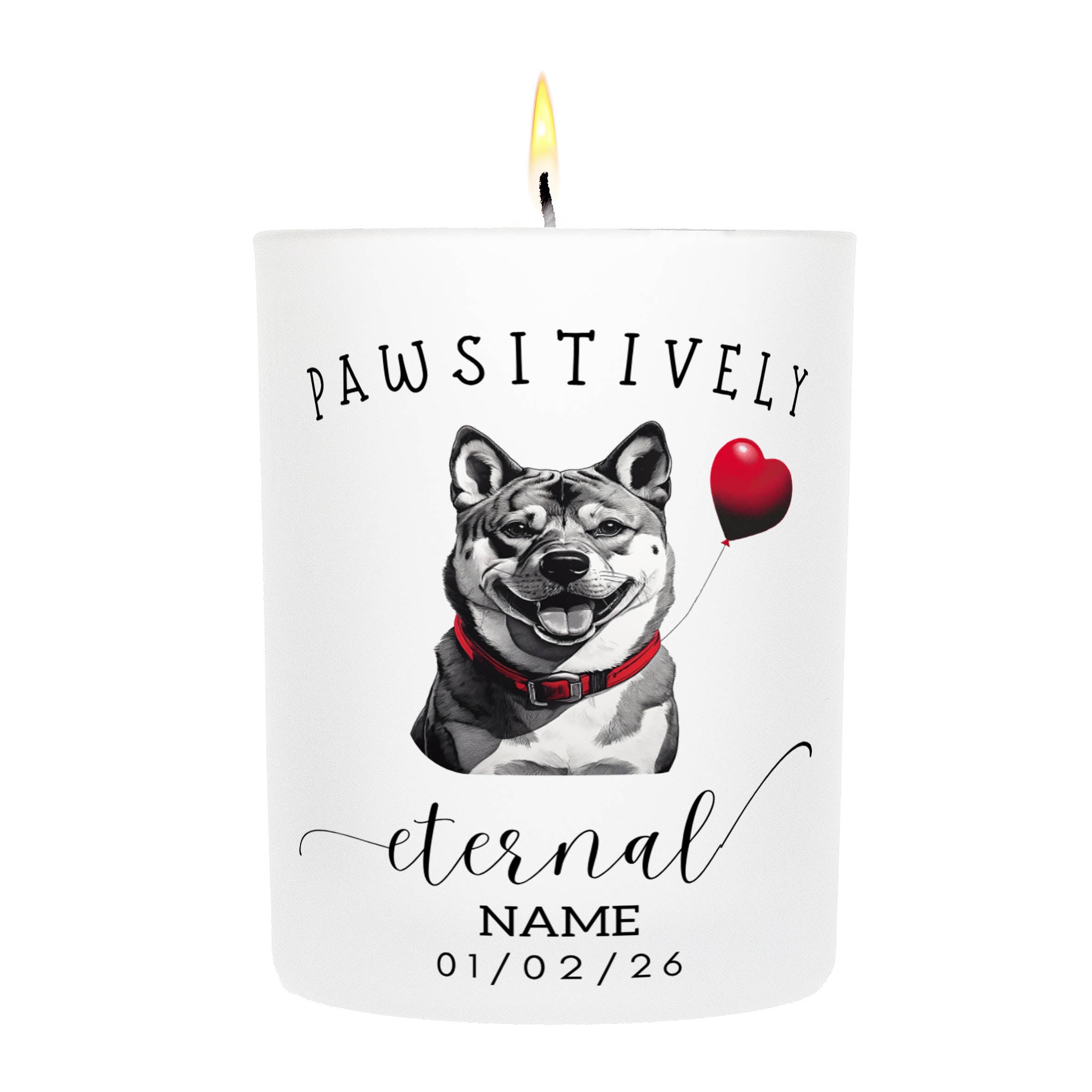 Shiba In Memory Custom Pawsitively Eternal Candle White