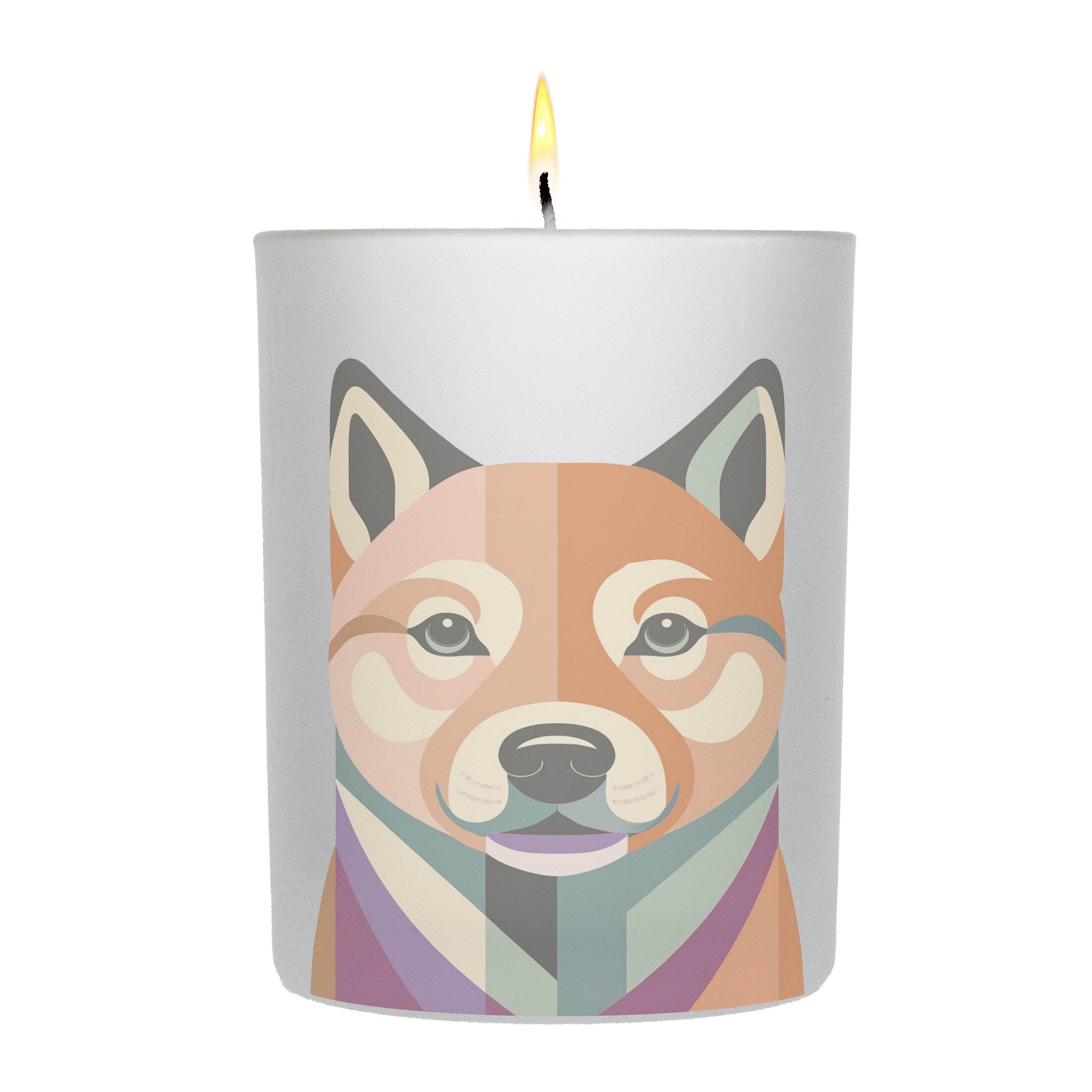 Shiba Graphic Retro Chic Frosted Candle
