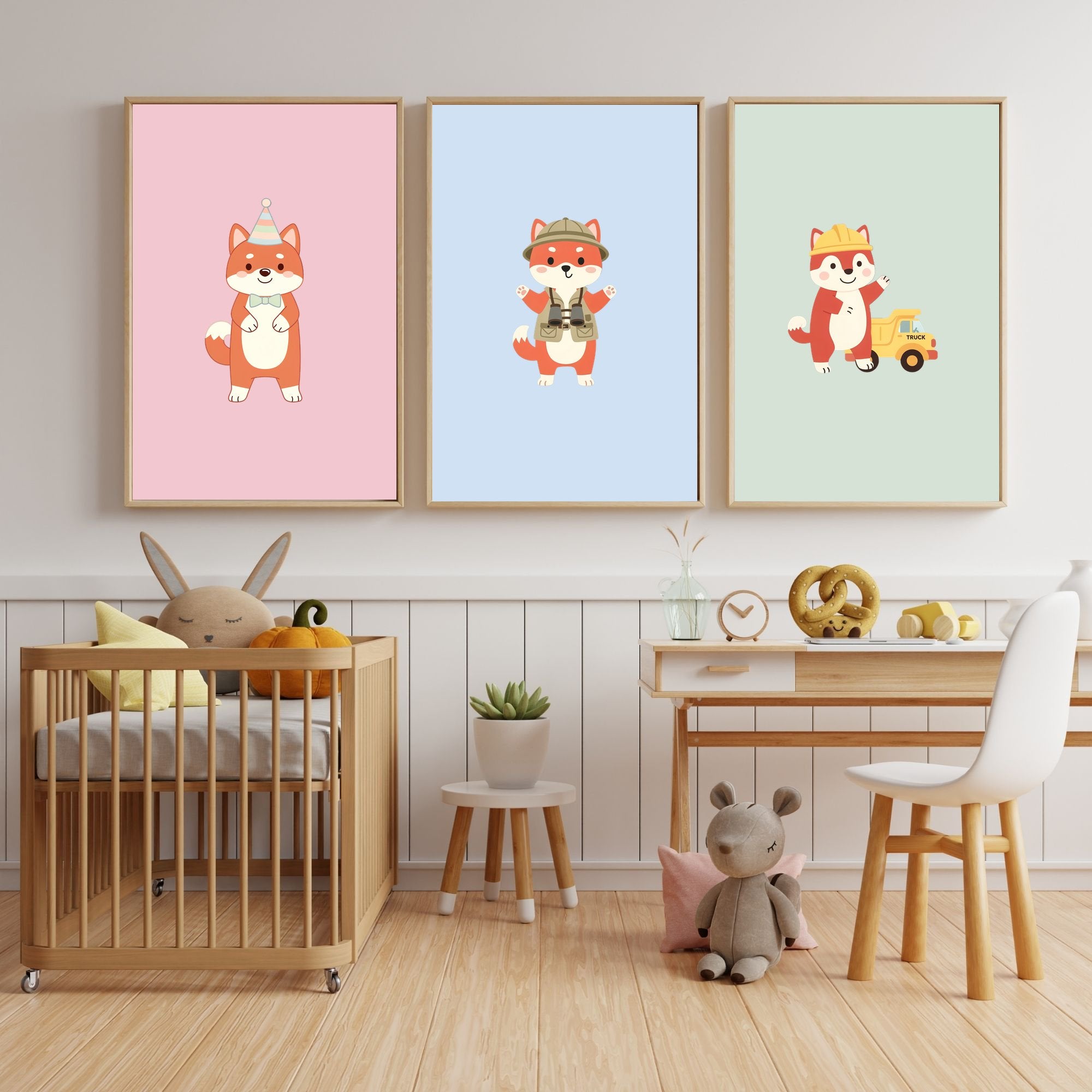 Shiba Inu Kids Nursery Wall Art Print Bundle — 22 Dog Costume Designs, 5 Colours, 6 Print Sizes | Digital Download