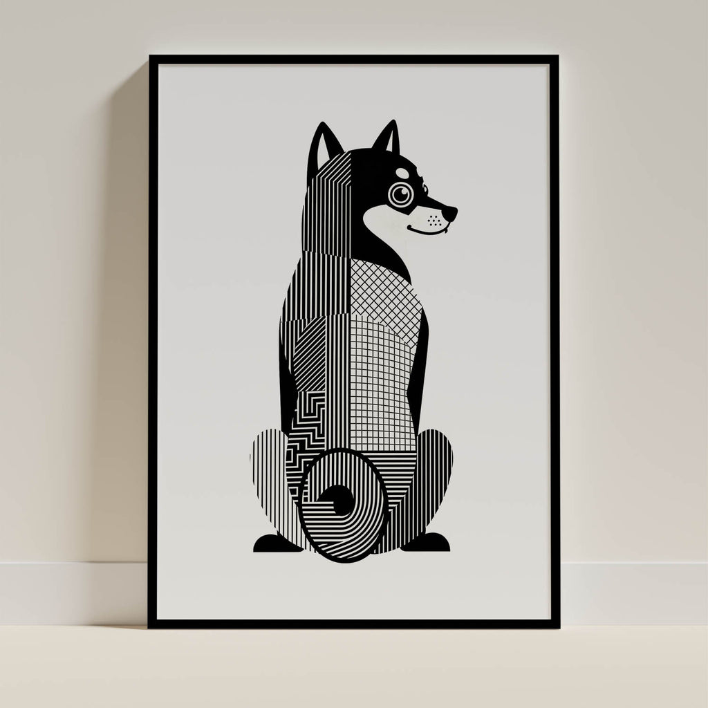 Shiba Inu Geometric Line Art mockup