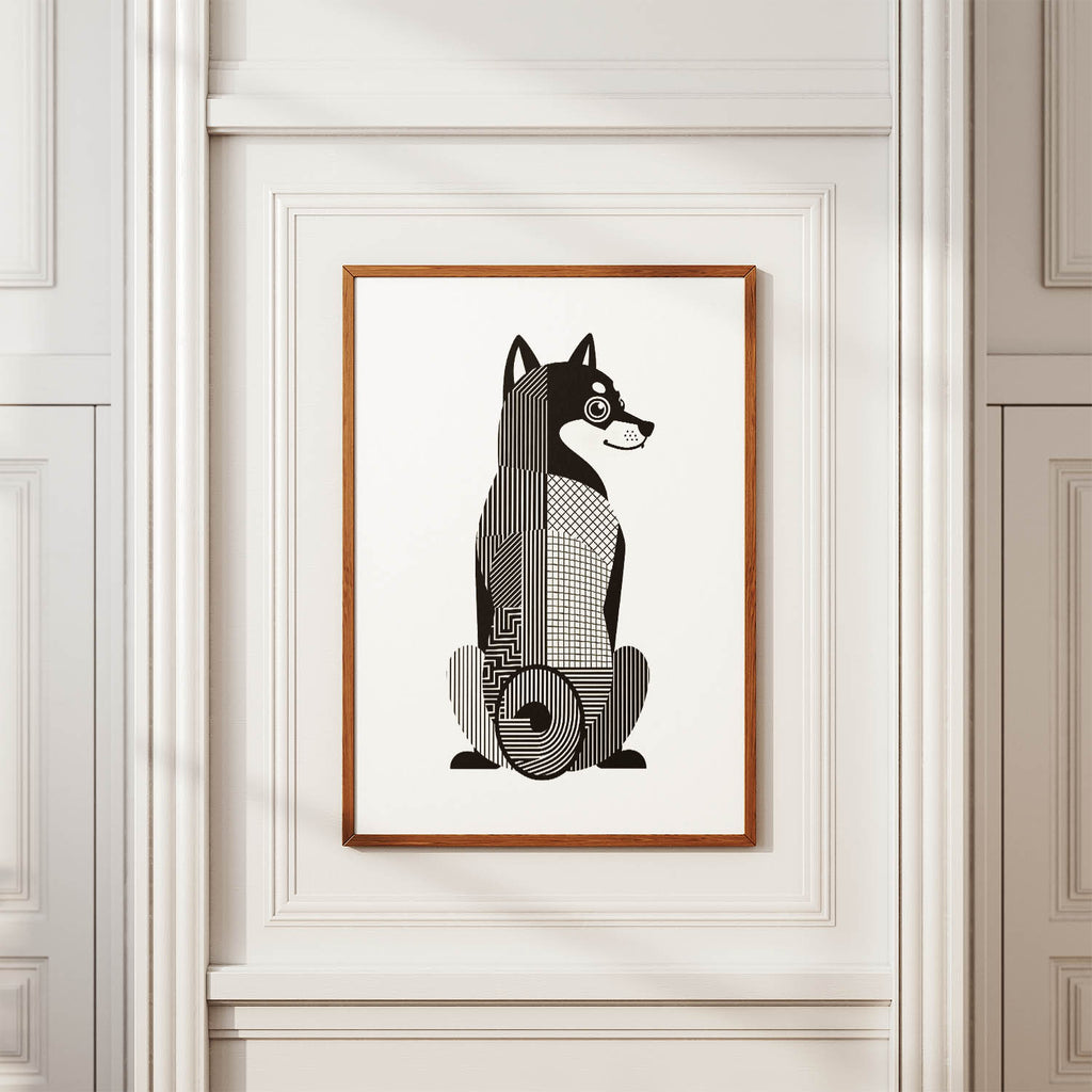 Shiba Inu Geometric Line Art mockup