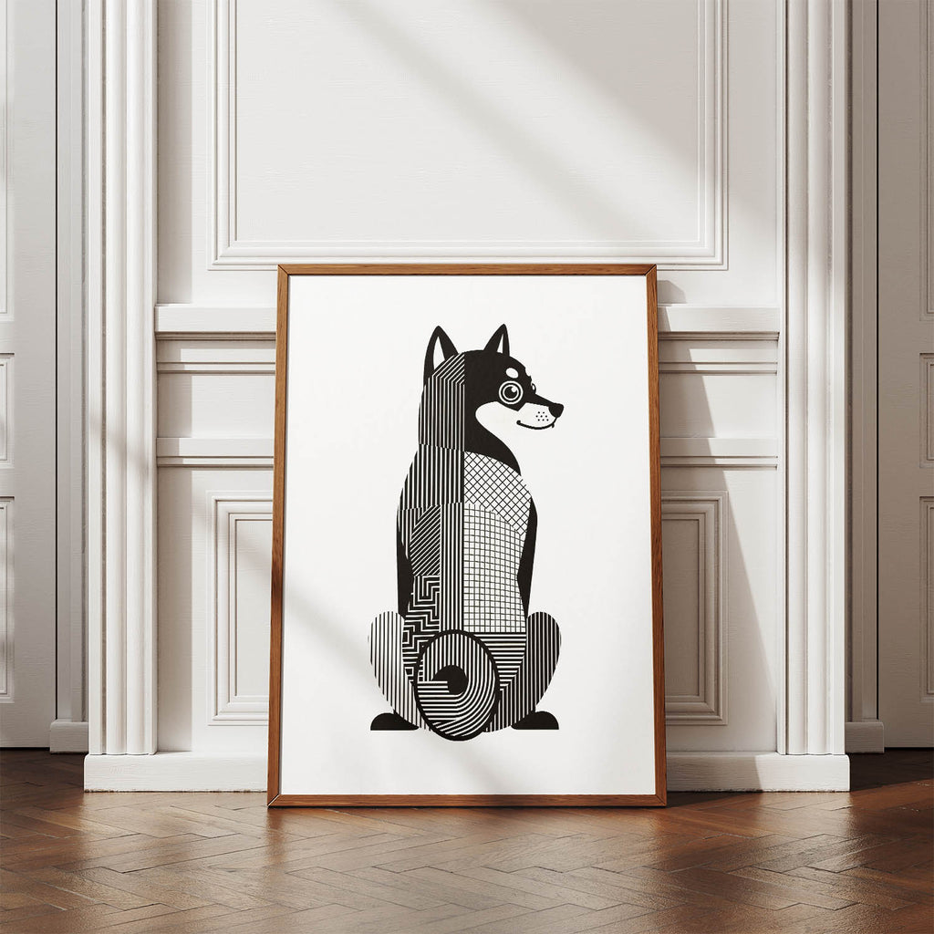 Shiba Inu Geometric Line Art mockup