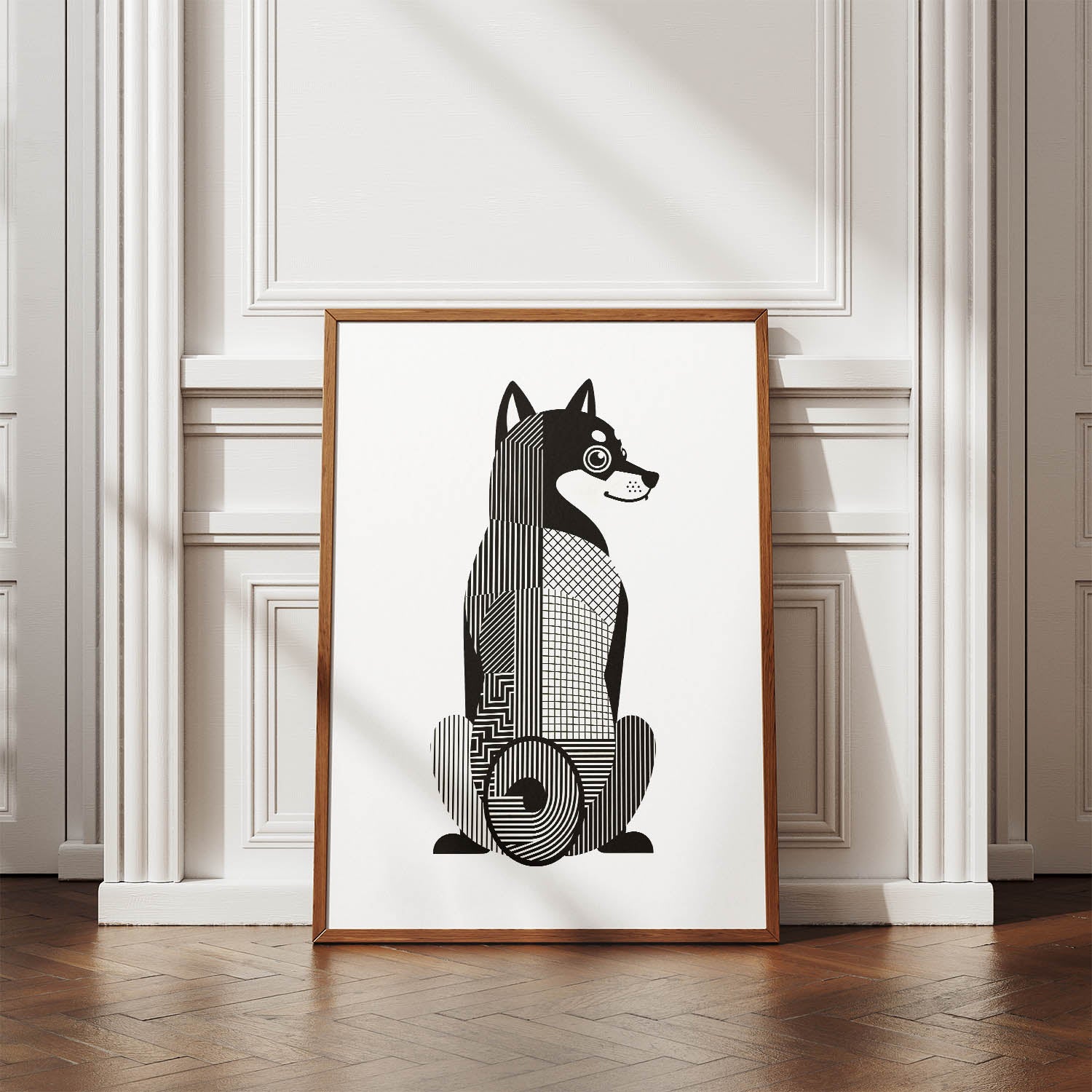 Shiba Inu Geometric Line Art mockup