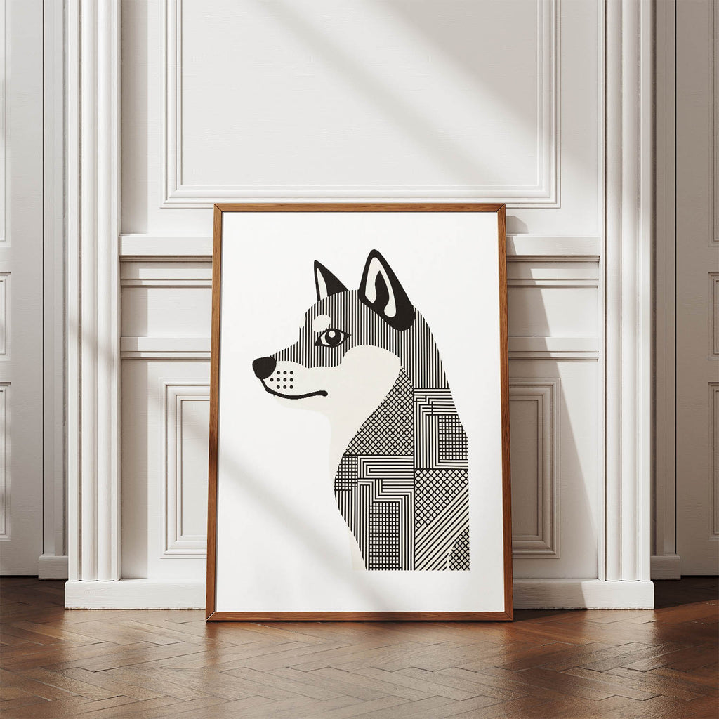 Shiba Inu Geometric Line Art mockup