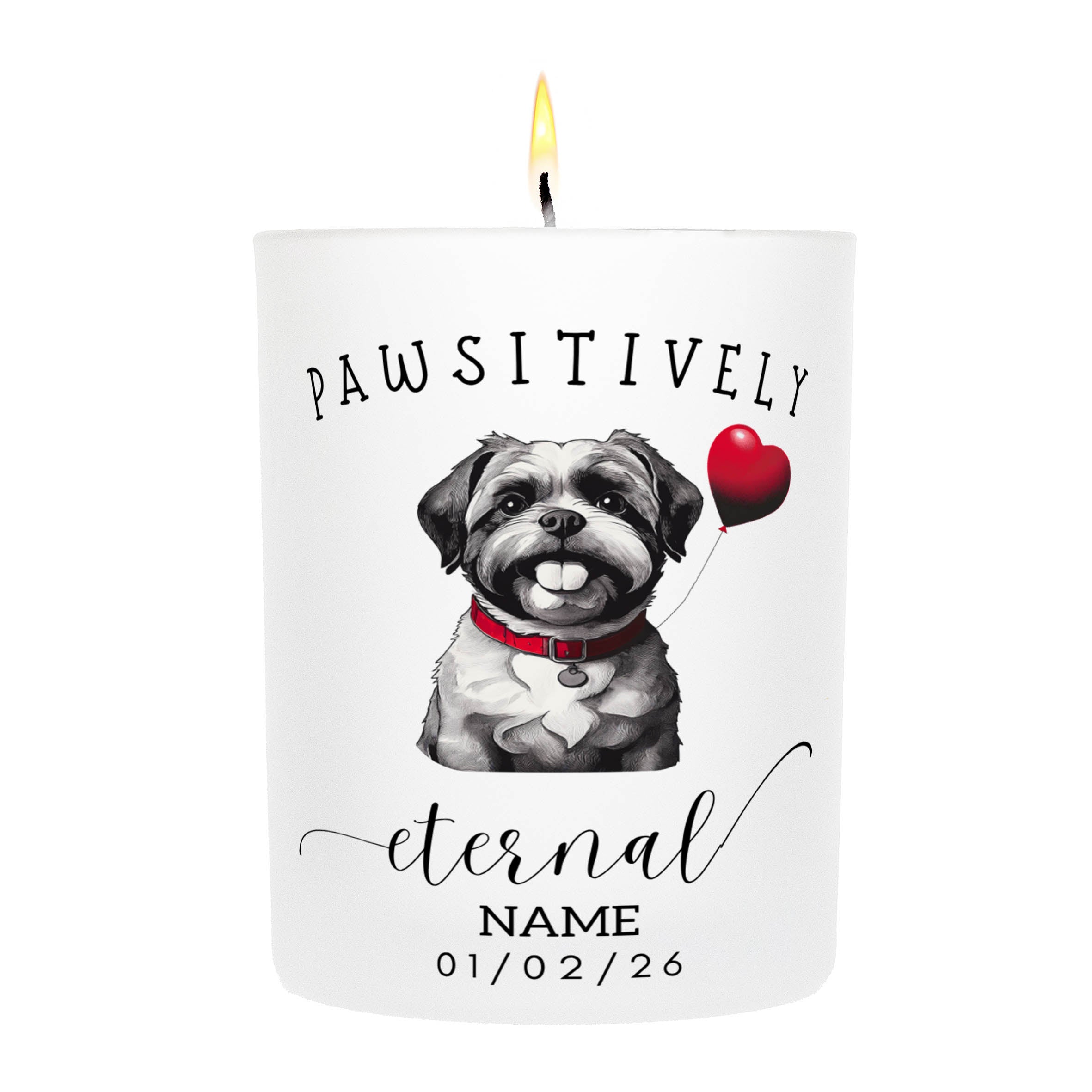 Shih Tzu In Memory Custom Pawsitively Eternal Candle White