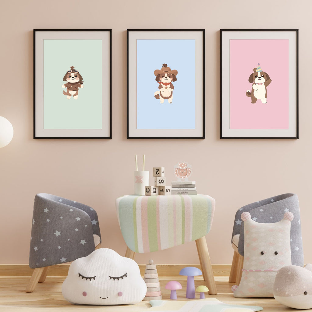 Shih Tzu Kids Nursery Wall Art Print Bundle — 22 Dog Costume Designs, 5 Colours, 6 Print Sizes | Digital Download