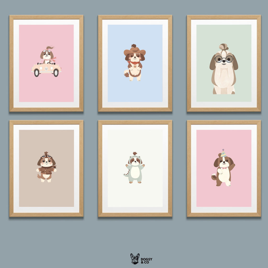 Shih Tzu Kids Nursery Wall Art Print Bundle — 22 Dog Costume Designs, 5 Colours, 6 Print Sizes | Digital Download