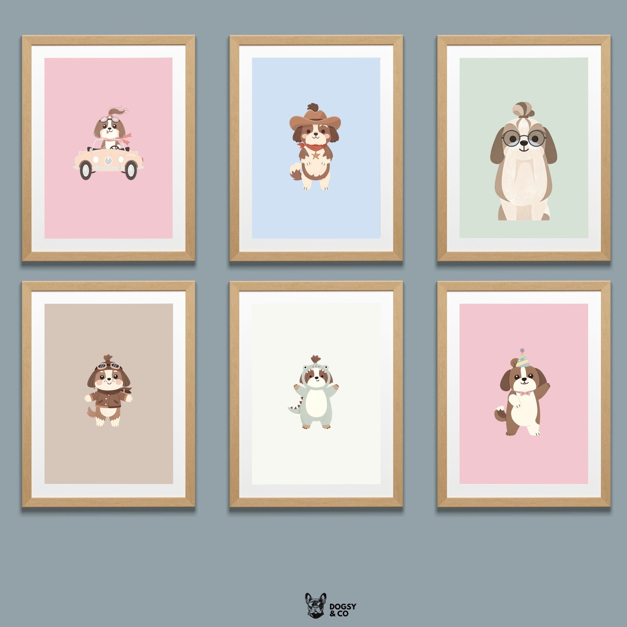 Shih Tzu Kids Nursery Wall Art Print Bundle — 22 Dog Costume Designs, 5 Colours, 6 Print Sizes | Digital Download