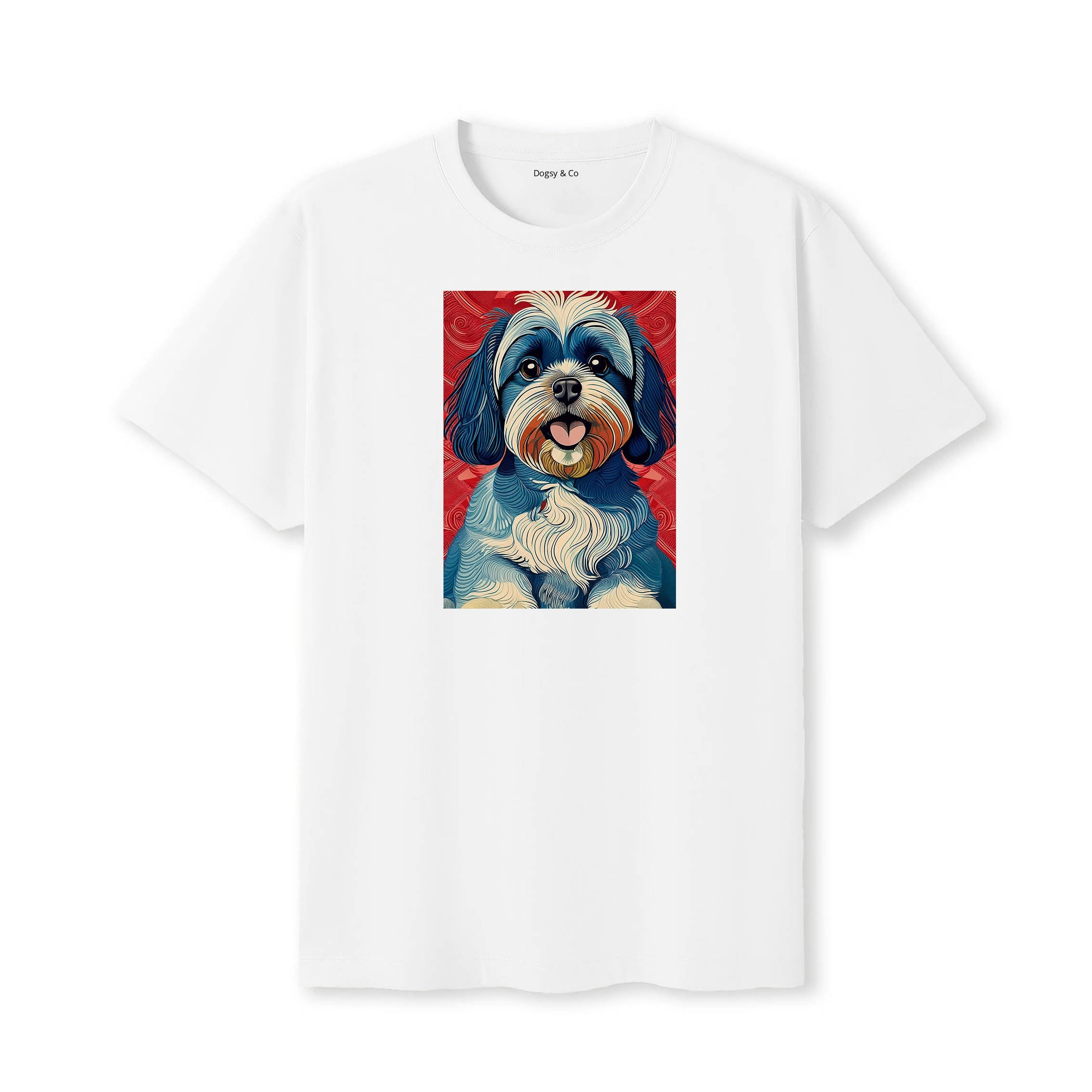 Shih Tzu Hokusai Dog Portrait T-Shirt V1 White