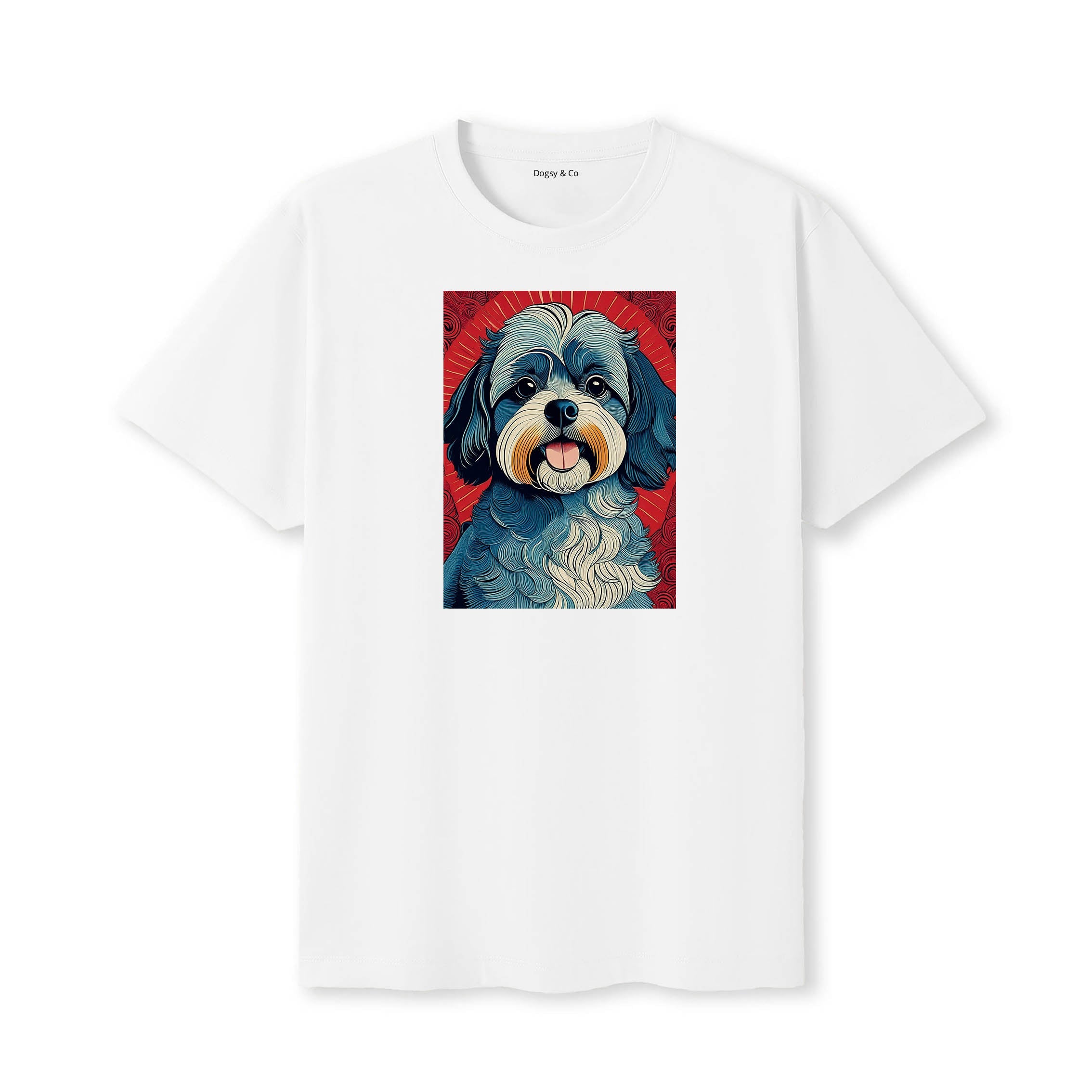 Shihpoo Hokusai Dog Portrait T-Shirt White
