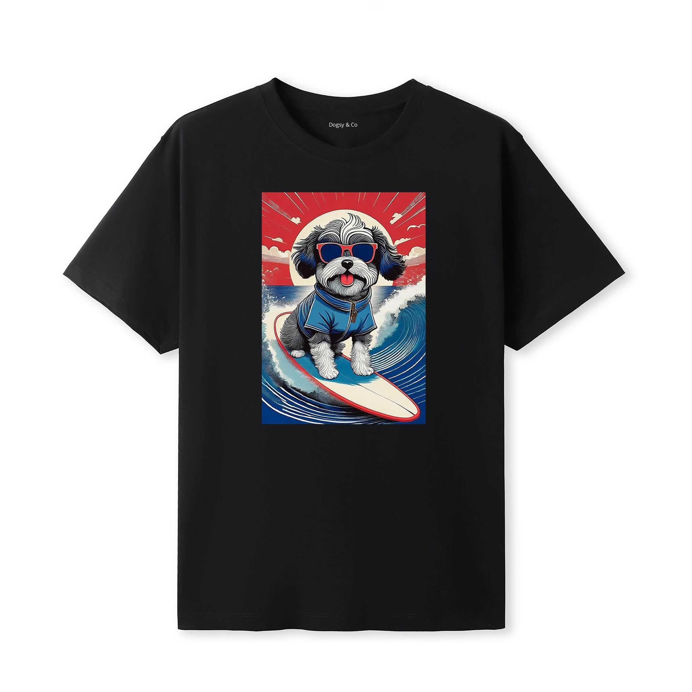 Shihpoo Surfer Hokusai Dogs T-Shirt Artwork