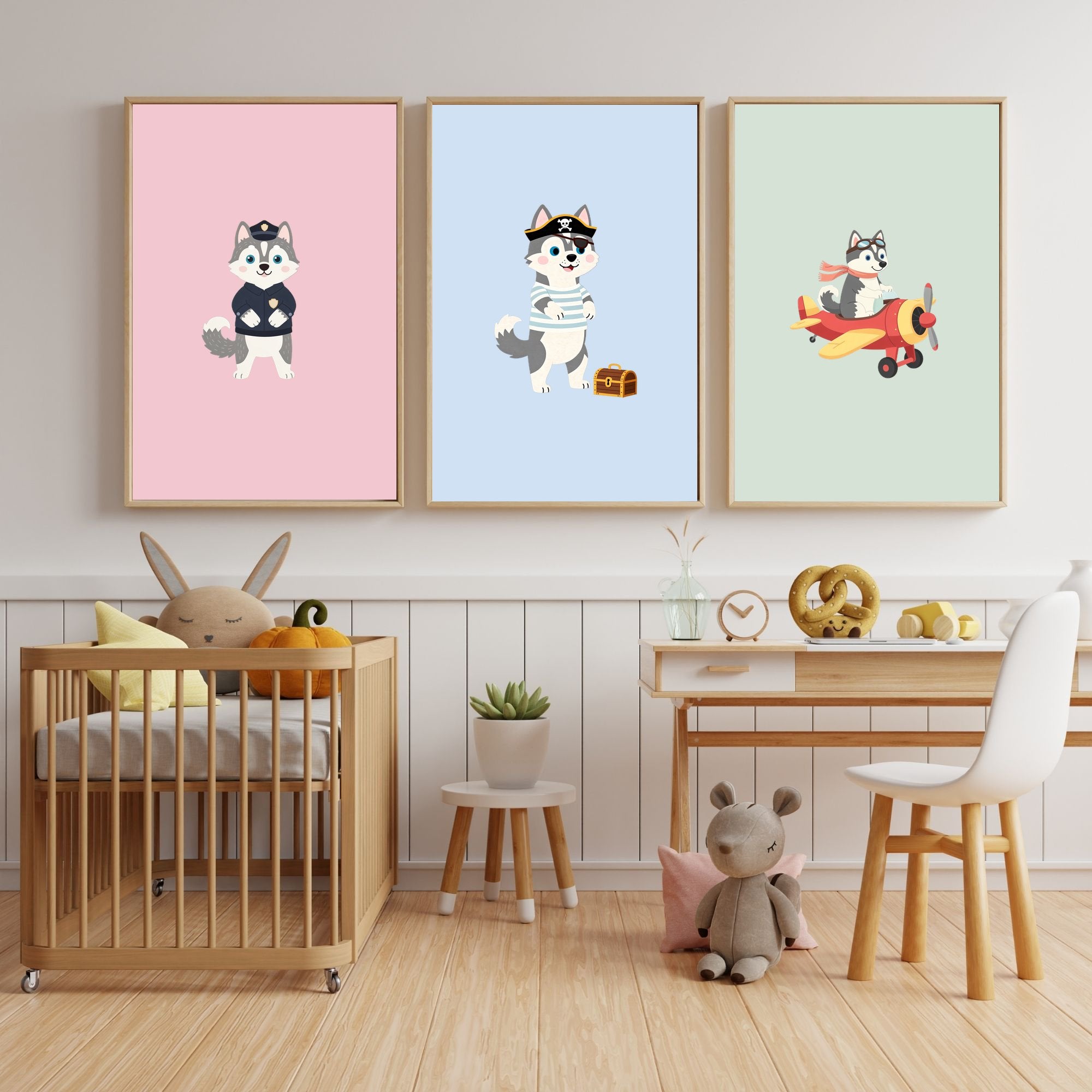 Siberian Husky Kids Nursery Wall Art Print Bundle — 22 Dog Costume Designs, 5 Colours, 6 Print Sizes | Digital Download