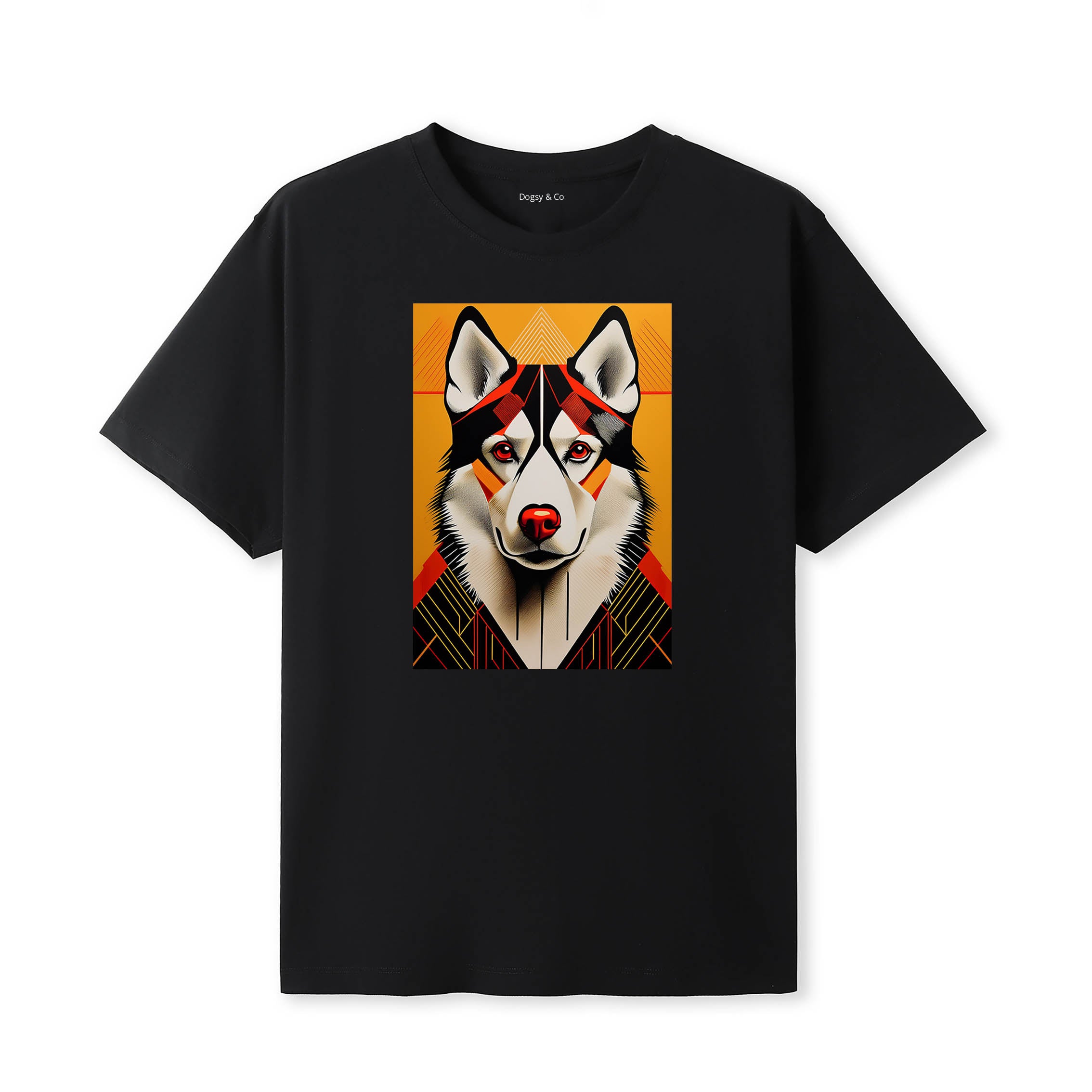 Siberian Husky Retro Geo Orange Dog T-Shirt | Dogsy & Co