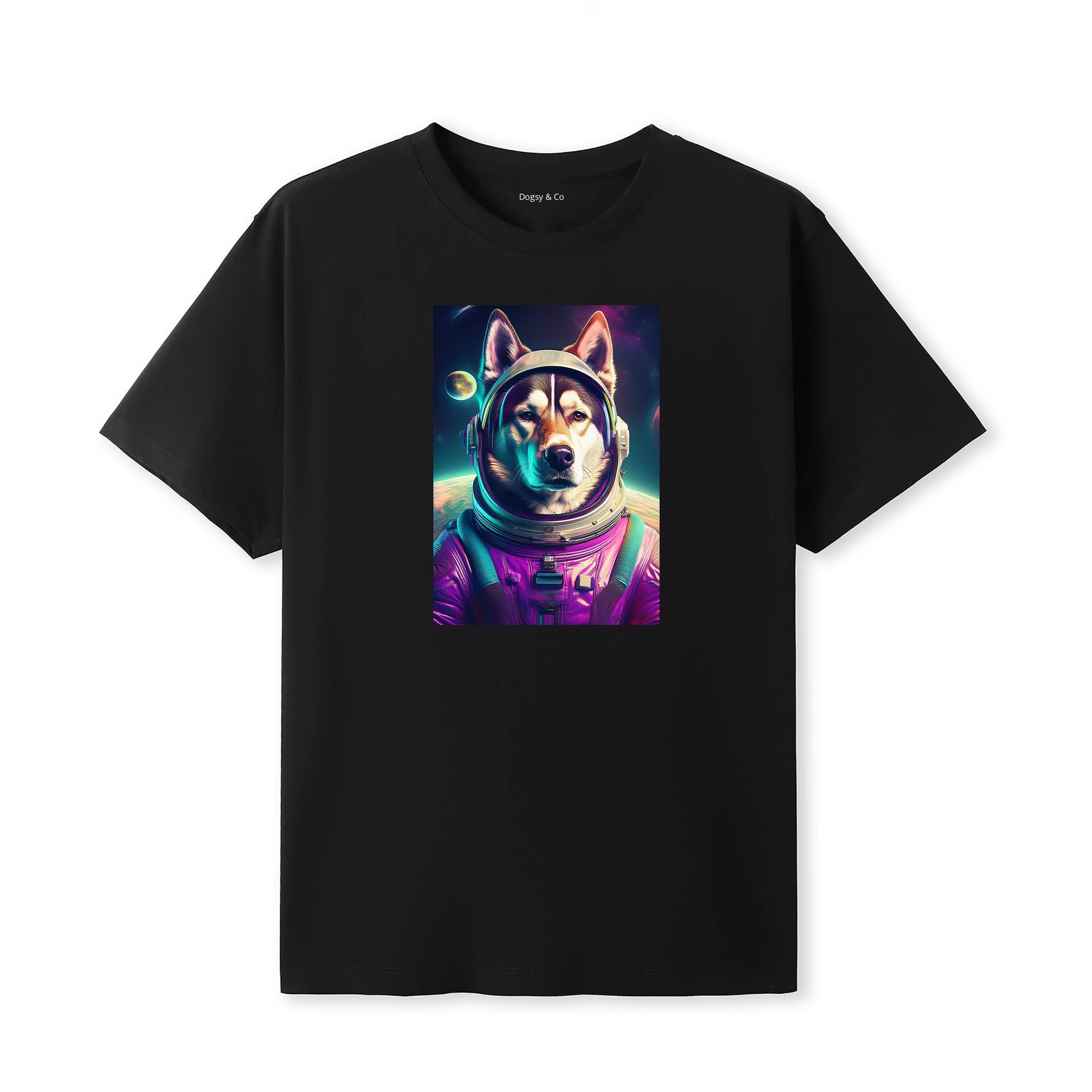 Siberian Husky Space Dogs T-Shirt colourful astronaut dog artwork in a retro space design
