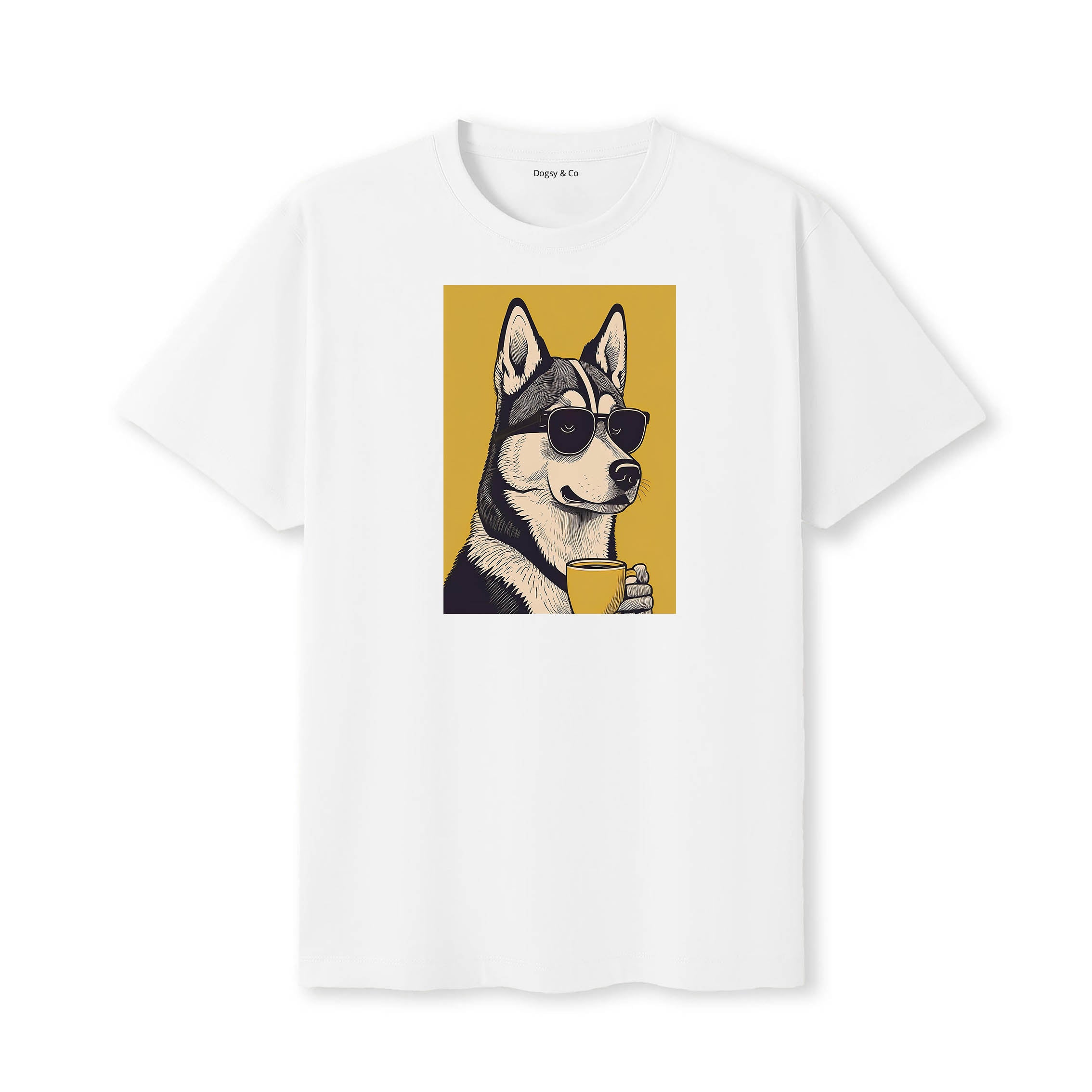 Siberian Husky Coffee Dog T-Shirt White