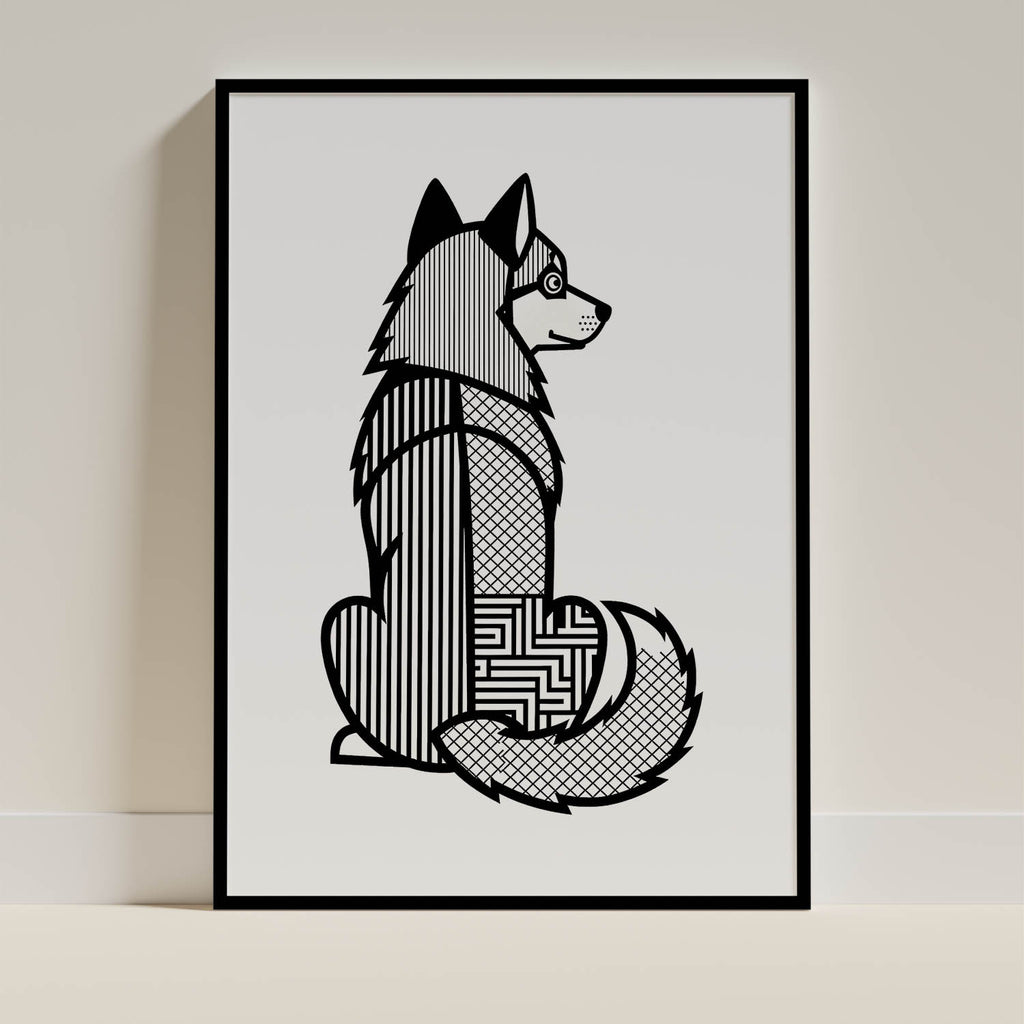 Siberian Husky Geometric Line Art mockup