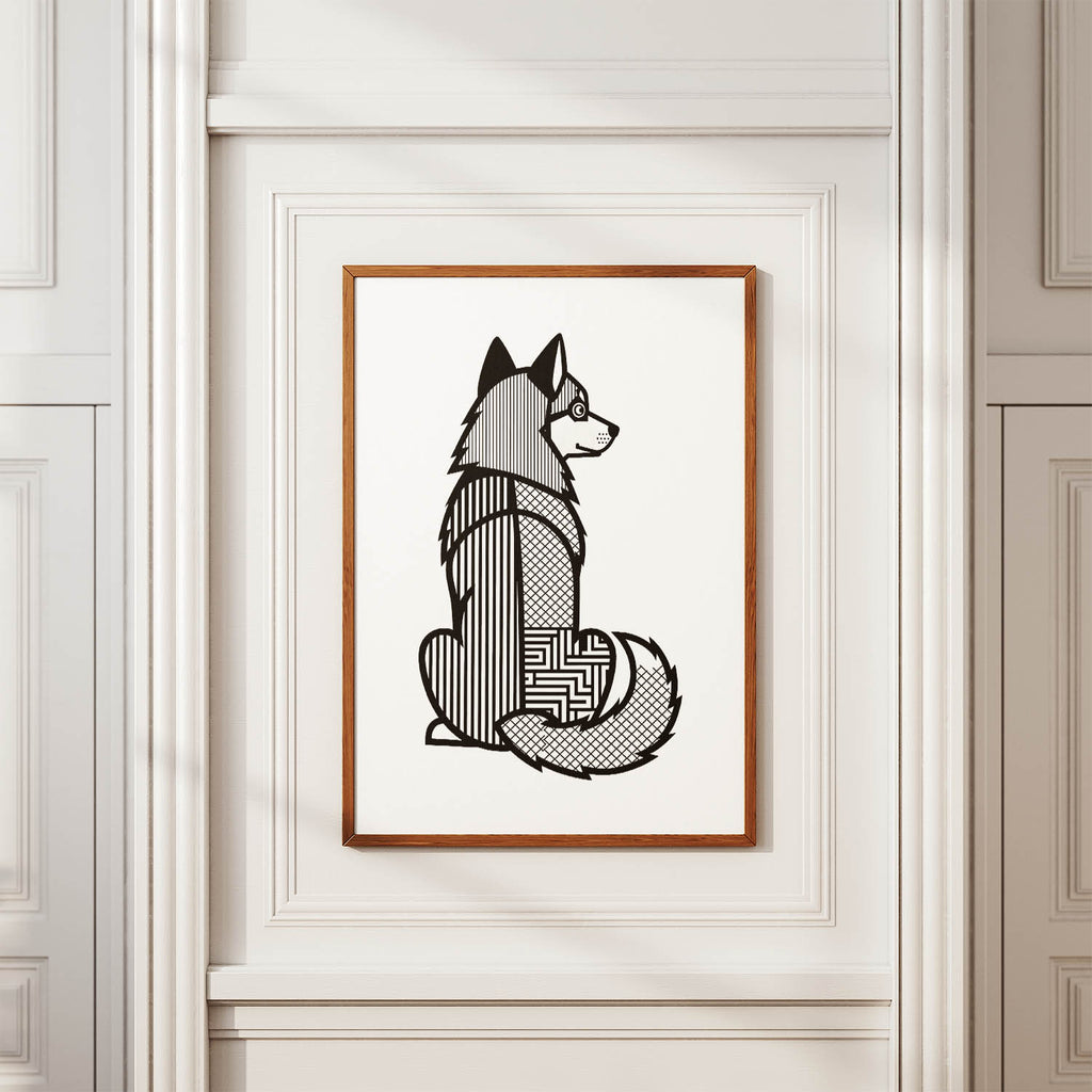 Siberian Husky Geometric Line Art mockup