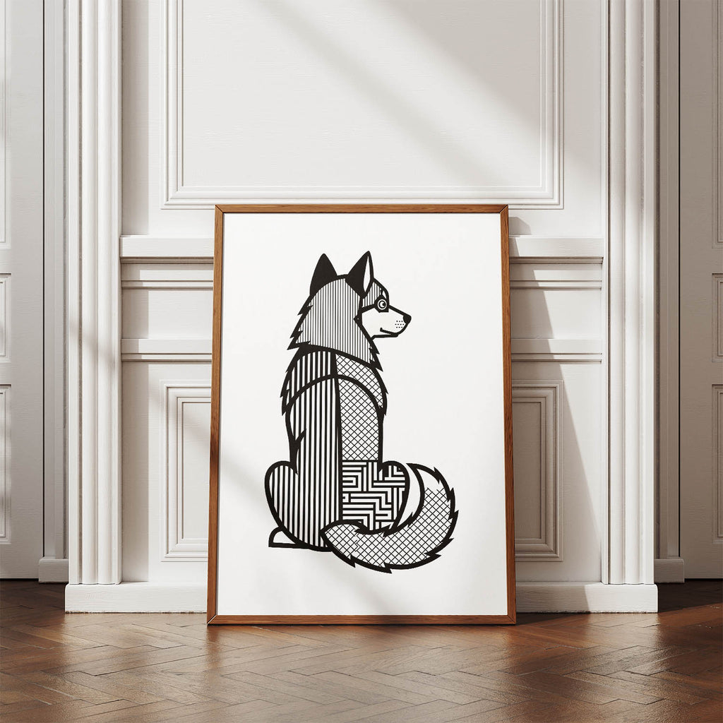 Siberian Husky Geometric Line Art mockup