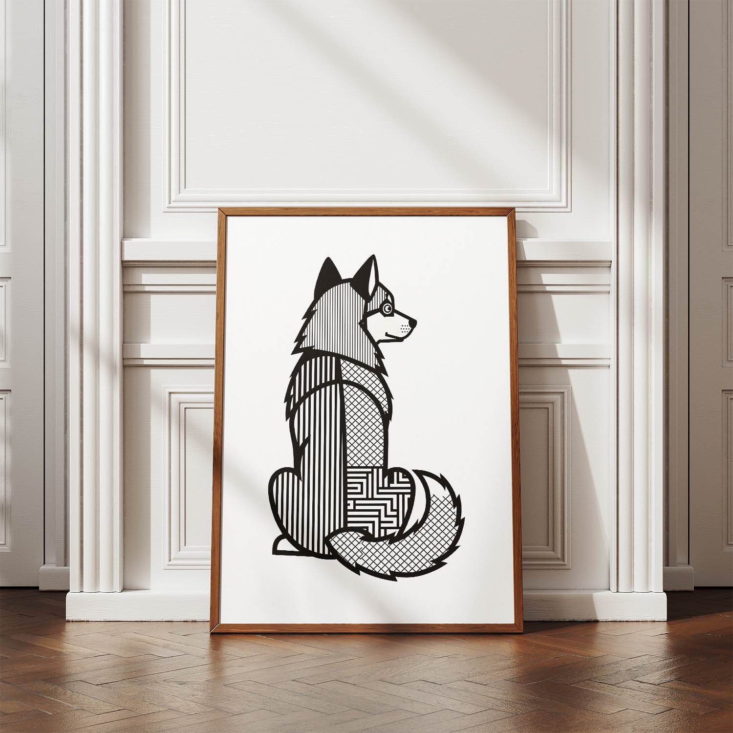 Siberian Husky Geometric Line Art mockup