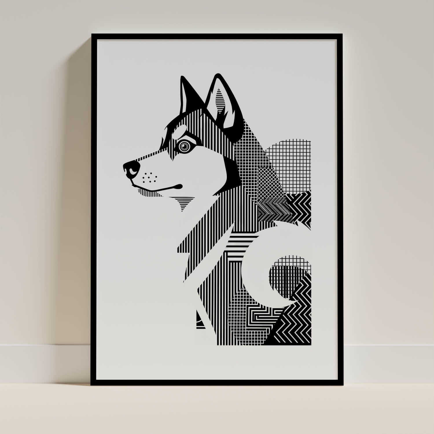 Siberian Husky Geometric Line Art mockup