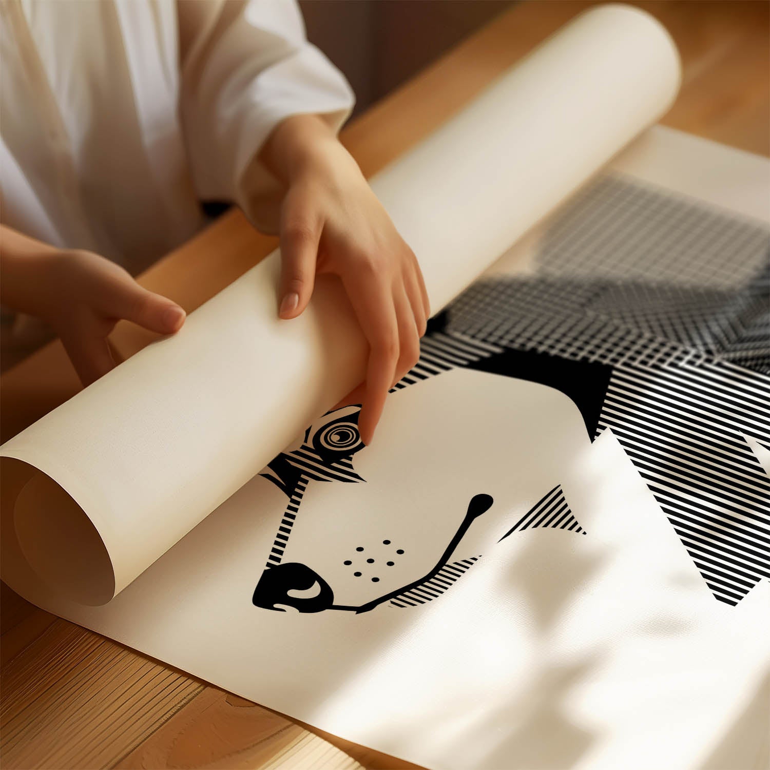 Siberian Husky Geometric Line Art mockup