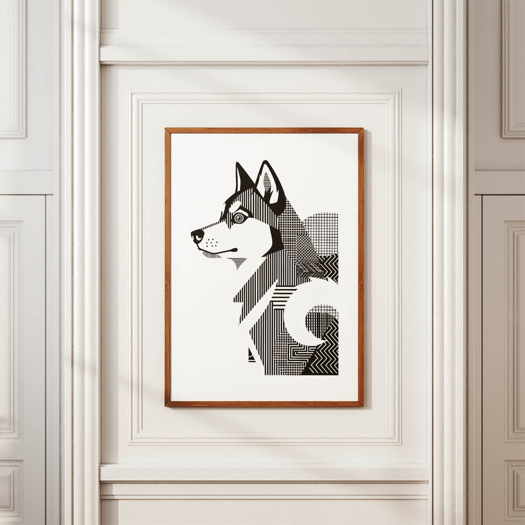 Siberian Husky Geometric Line Art mockup