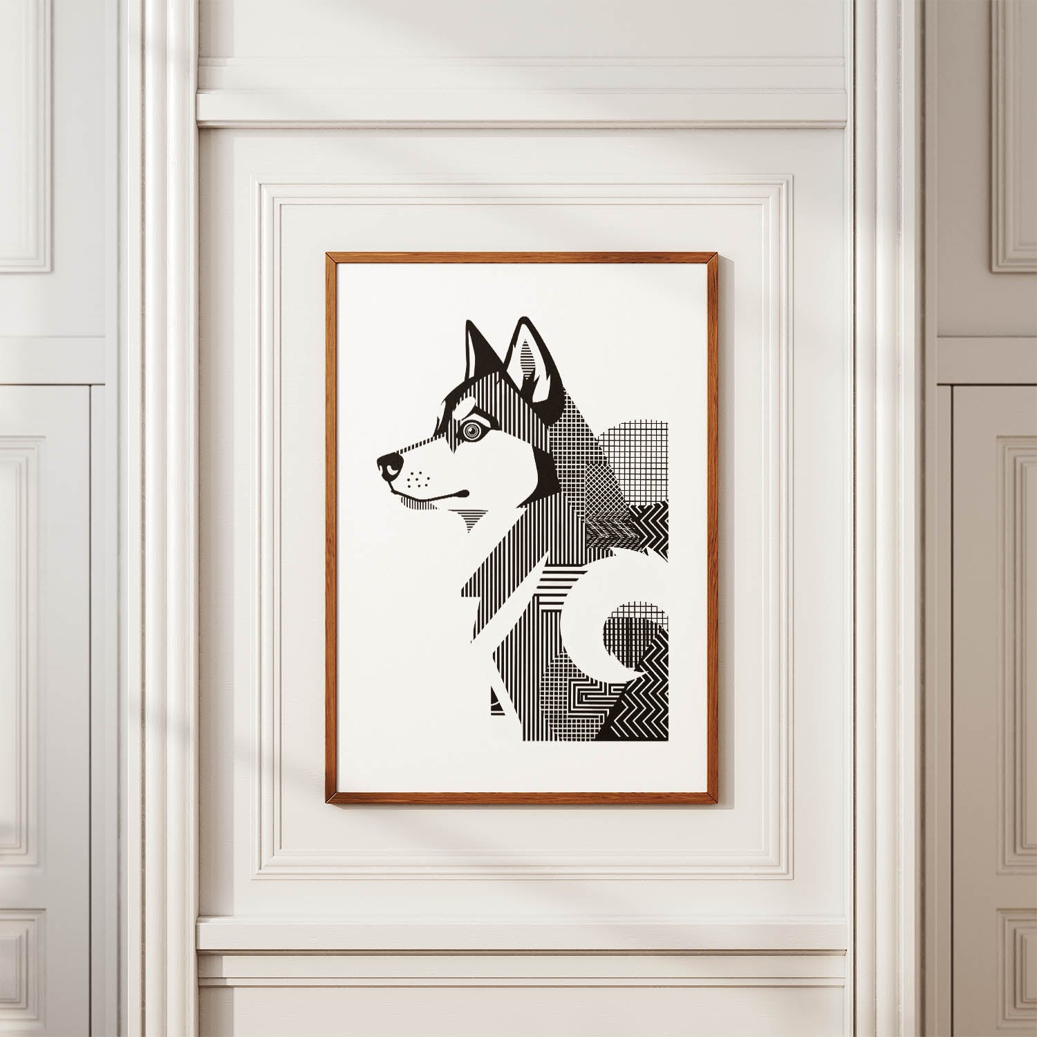Siberian Husky Geometric Line Art mockup