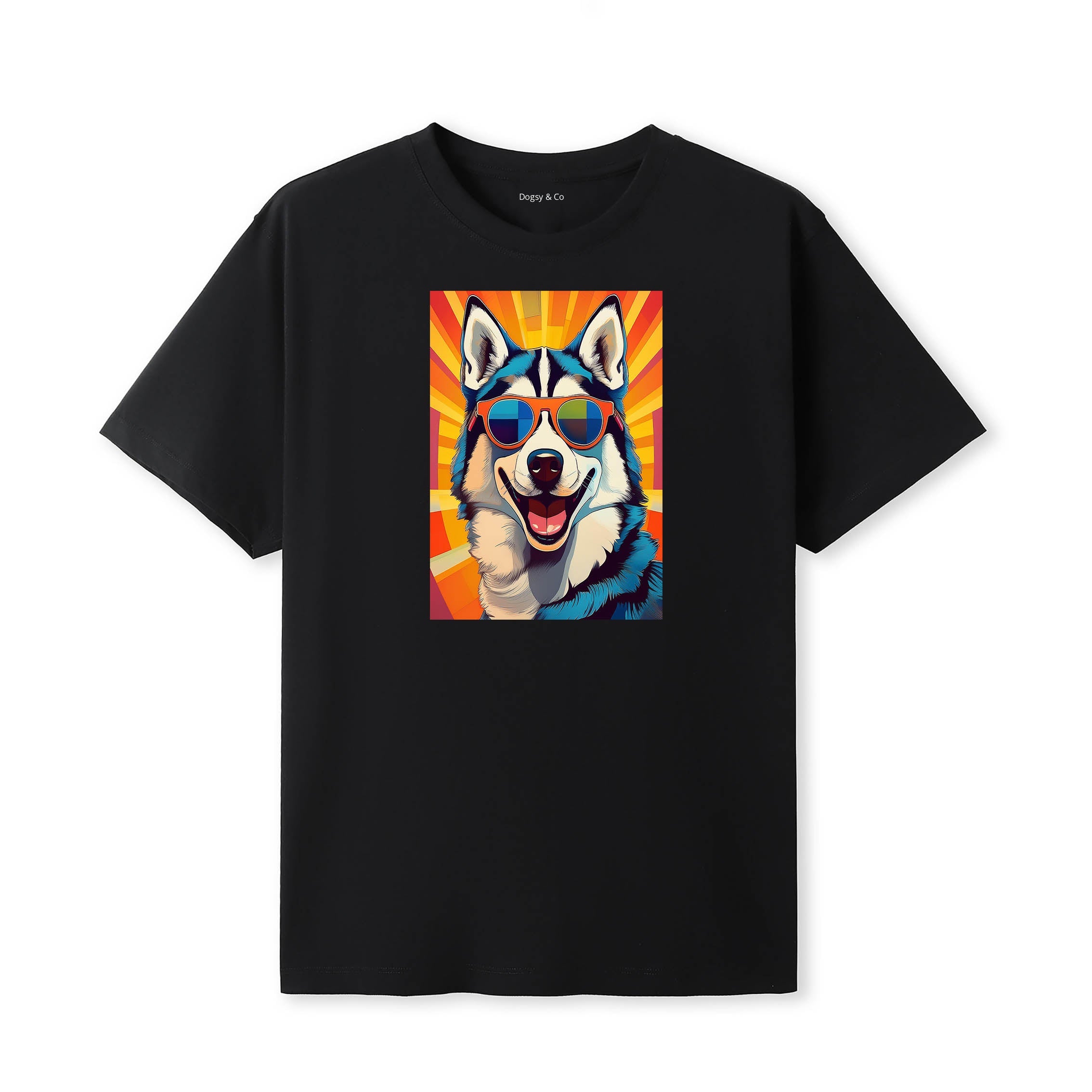 Siberian Husky Sunnies Dog T-Shirt Black