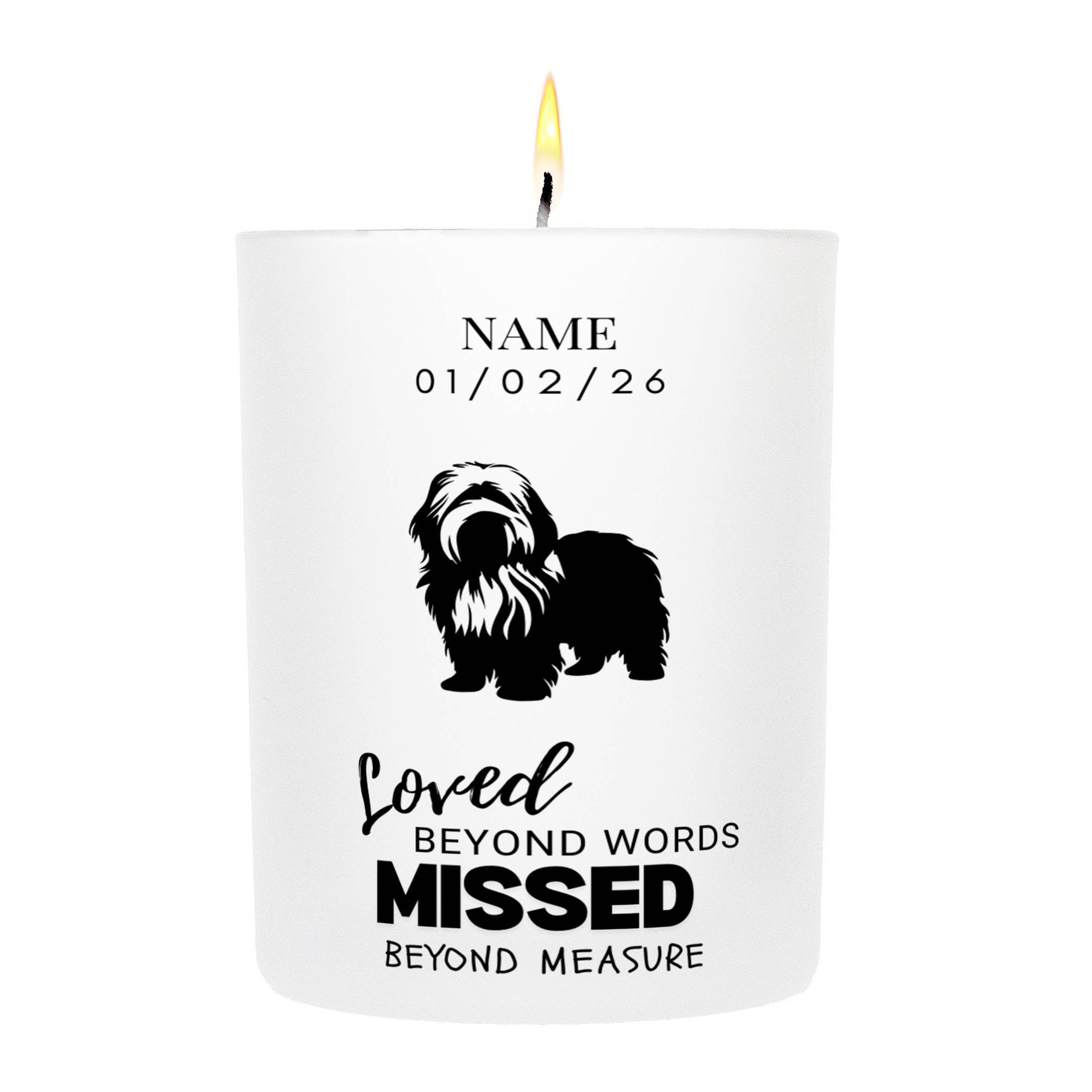 Smithfield Sheepdog – Loved Beyond Words, Missed Beyond Measure Custom Candle