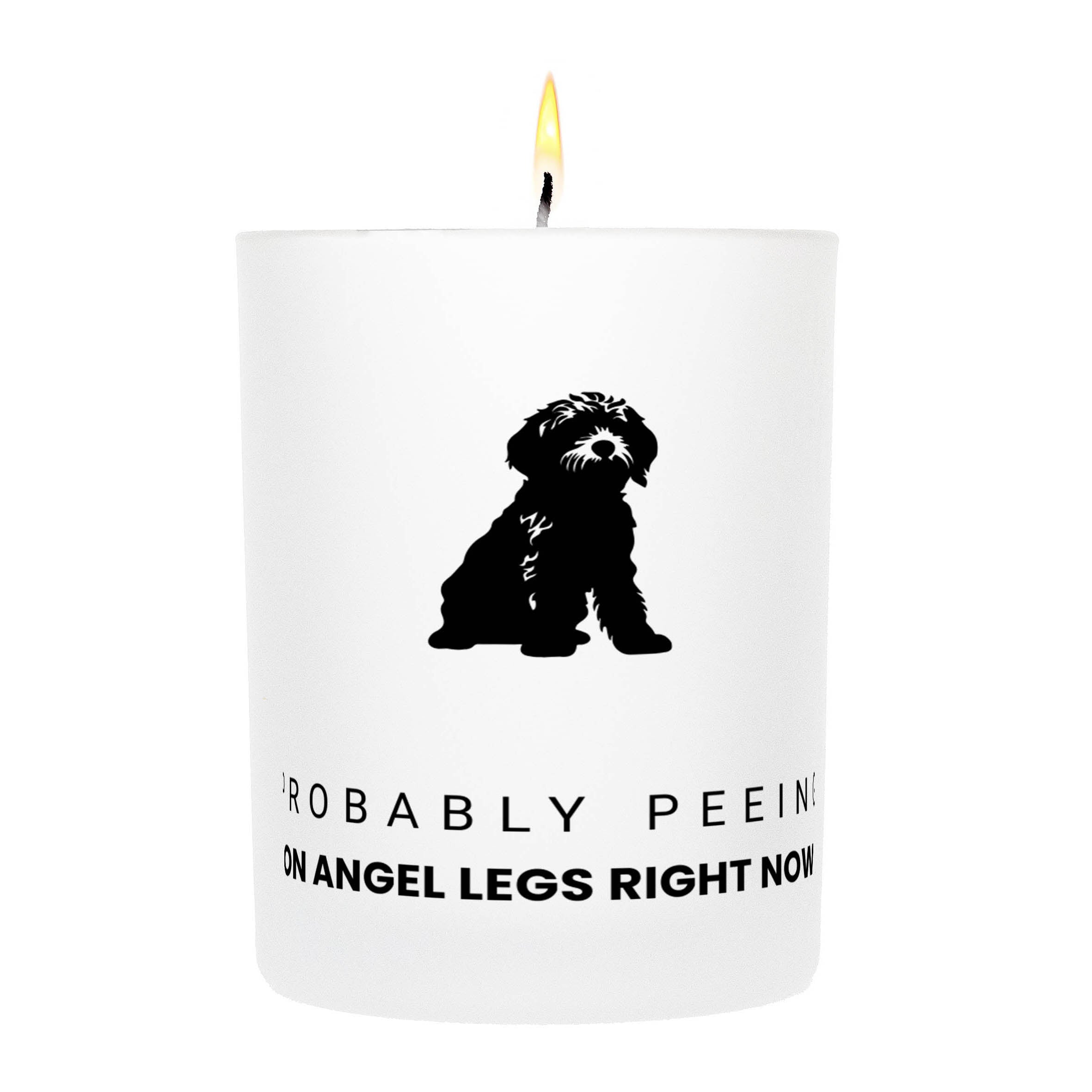 Spanish Water Dog – Probably Peeing on Angel Legs Right Now Custom Candle
