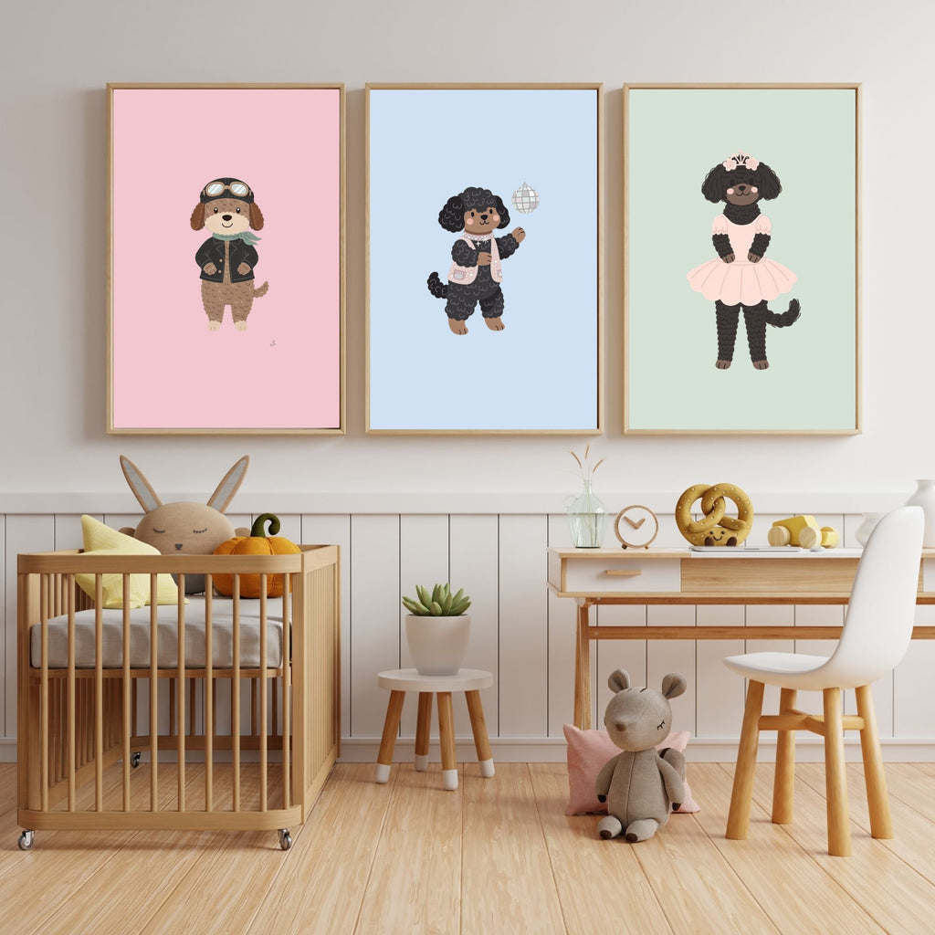 Spanish Water Dog Kids Nursery Wall Art Print Bundle — 22 Dog Costume Designs, 5 Colours, 6 Print Sizes | Digital Download